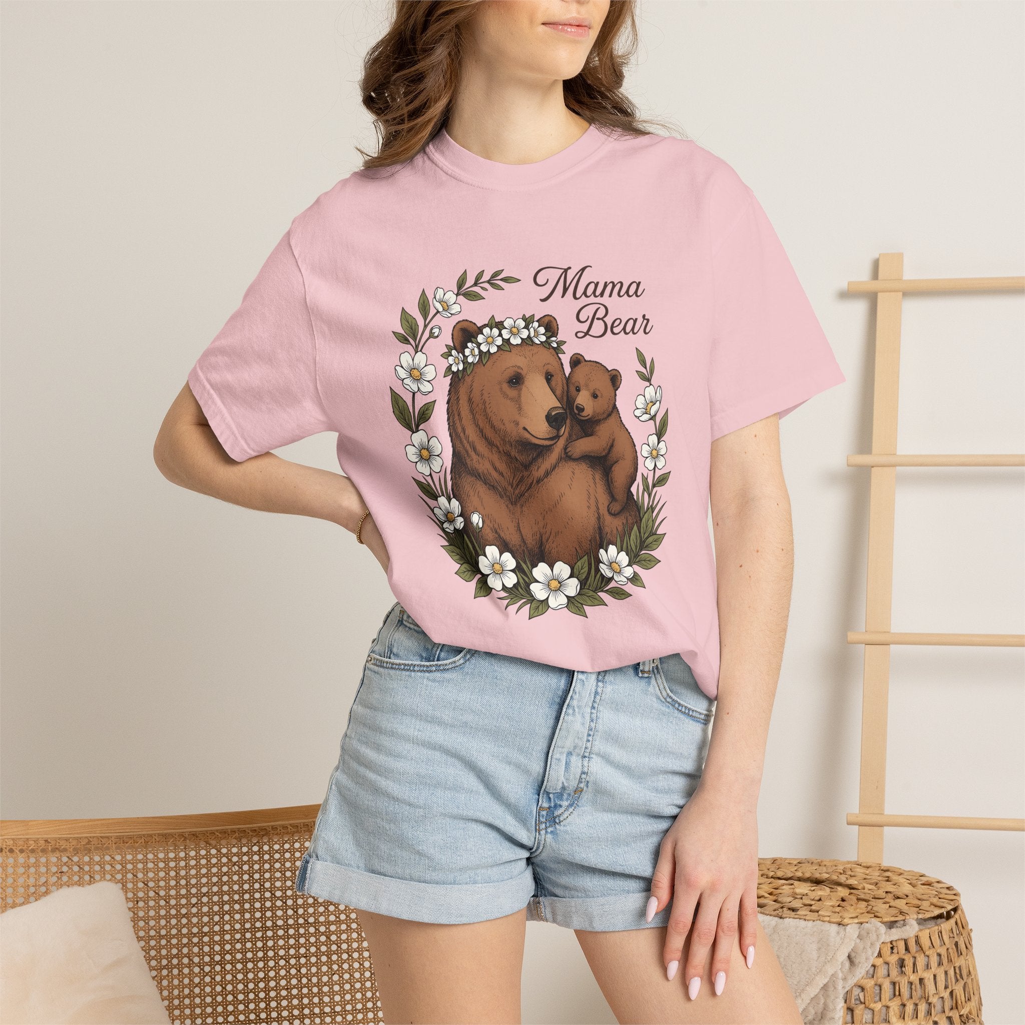 Bear Clan Shirt Moms Fauna Gift Women Cartoon Tee Bear T-Shirt Mother Fan Bear Tshirt Wildlife Graphic Classic Florals Tshirt