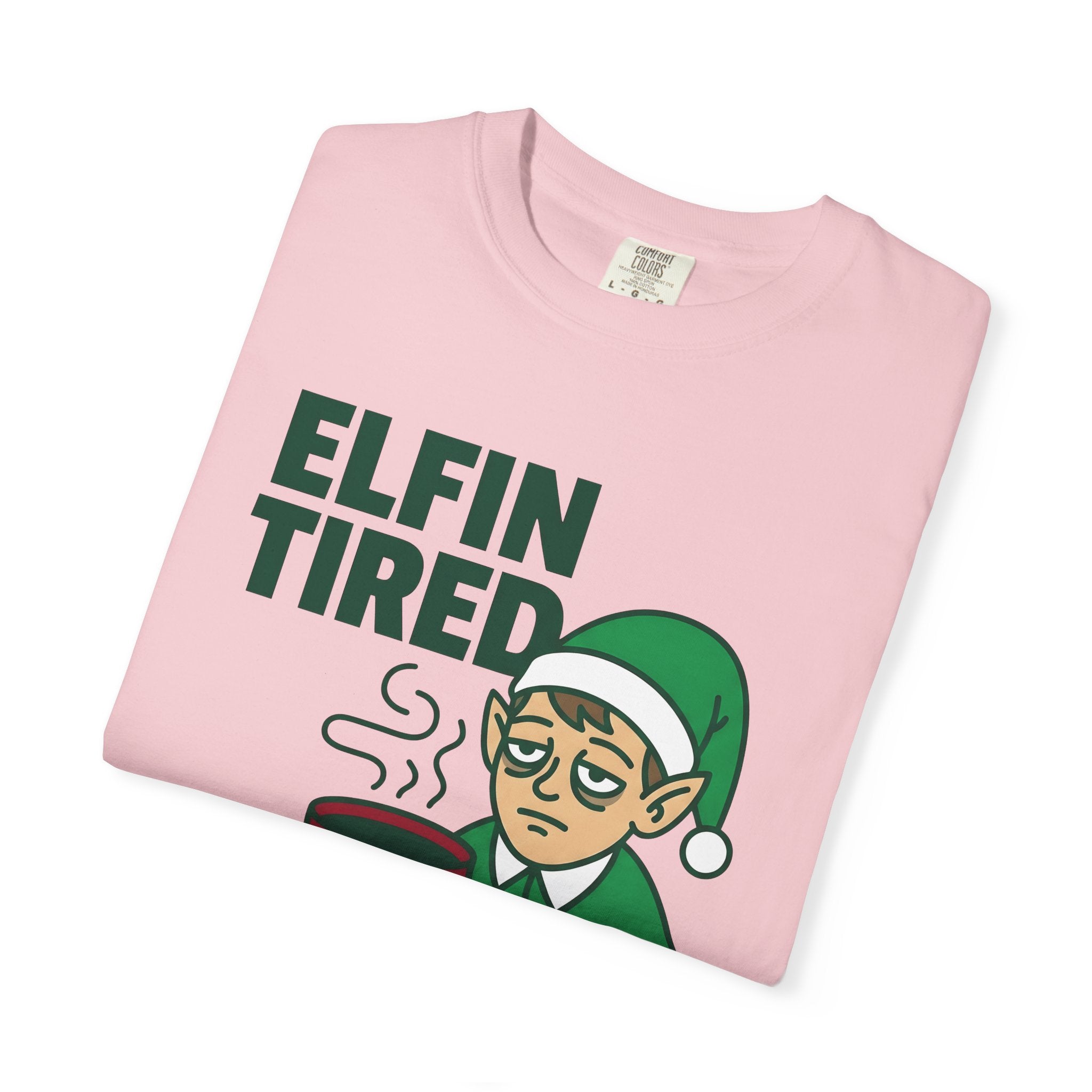 Exhausted Elf Shirt Christmas Funny Gift Women Illustration Tee Elf T-Shirt Christmas Fan Elf Tshirt Humorous Graphic Hand Drawn Hot