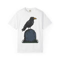 Raven Gravestone Shirt Halloween Horror Gift Women Sketch Tee Tombstone T-Shirt Spooky Fan Crypt Illustration Drawing Hand Drawn Burial