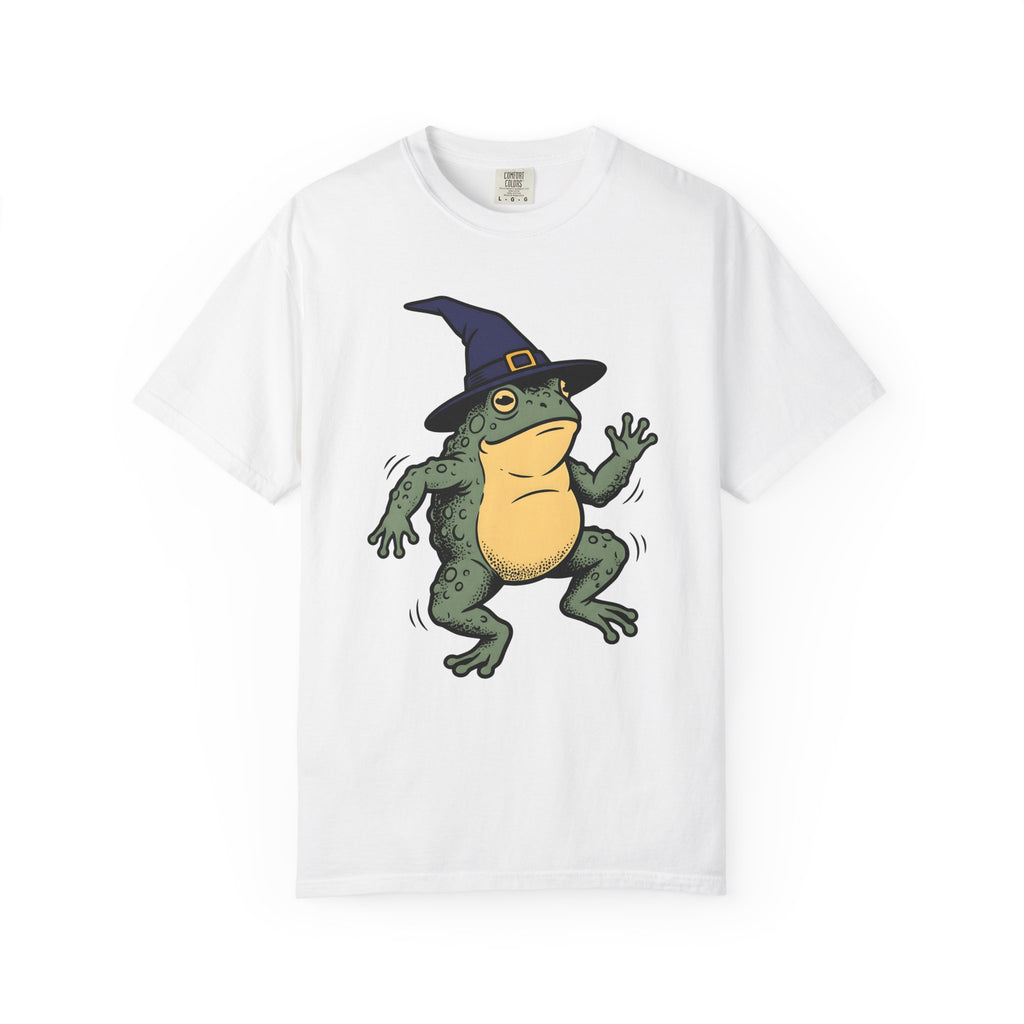 Amphibian Witch Hat Shirt Halloween Pet Gift Women Illustration Tee Toadstool T-Shirt Horror Fan Drawing Graphic Animal Design Sketch