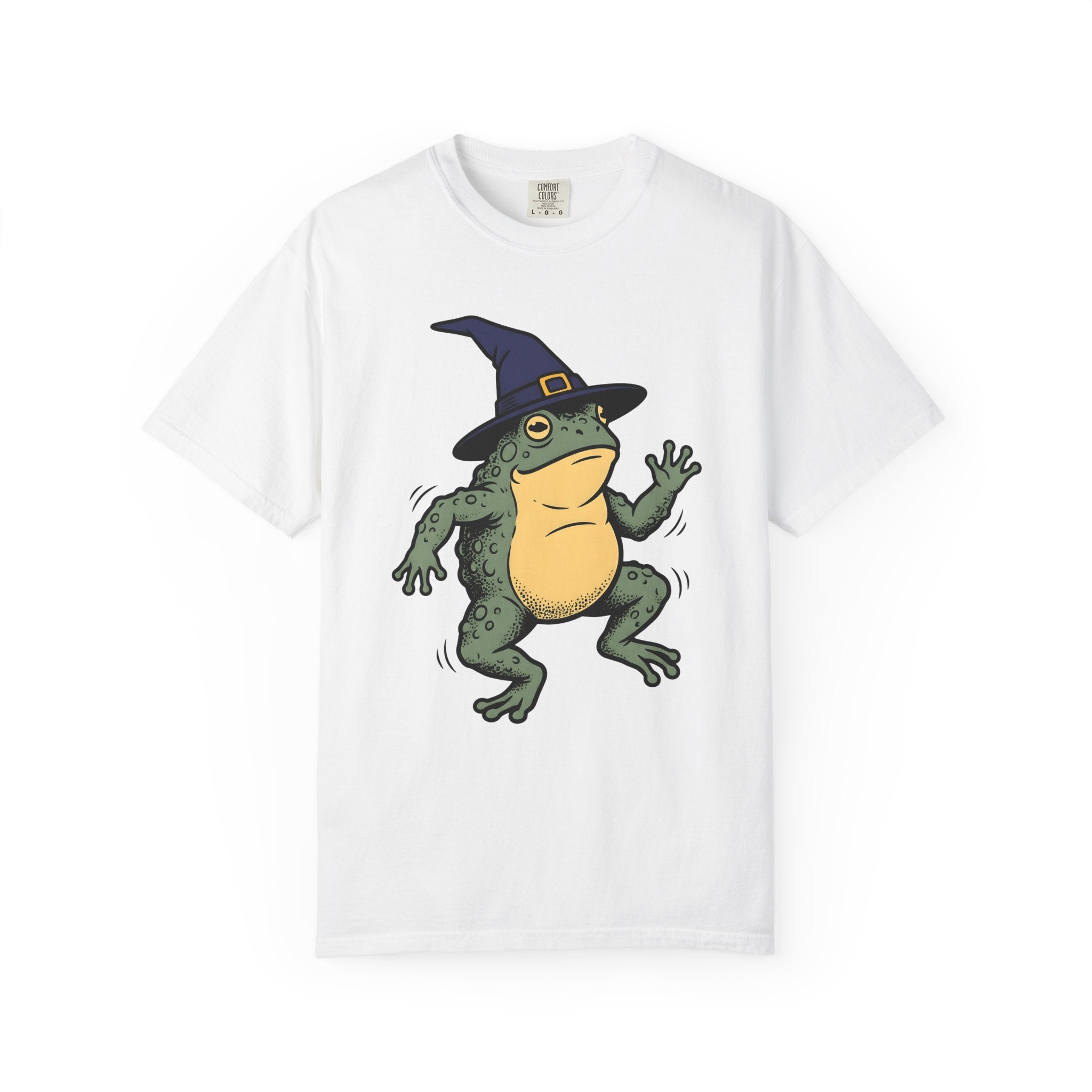Amphibian Witch Hat Shirt Halloween Pet Gift Women Illustration Tee Toadstool T-Shirt Horror Fan Drawing Graphic Animal Design Sketch