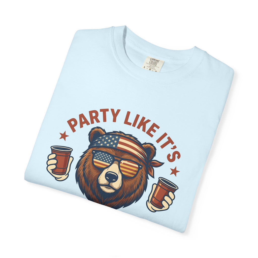 Bear Sunglasses Shirt America Patriotic Gift Women Vintage Tee Teddy T-Shirt Independence Fan Distressed Graphic Retro American Flag Tshirt