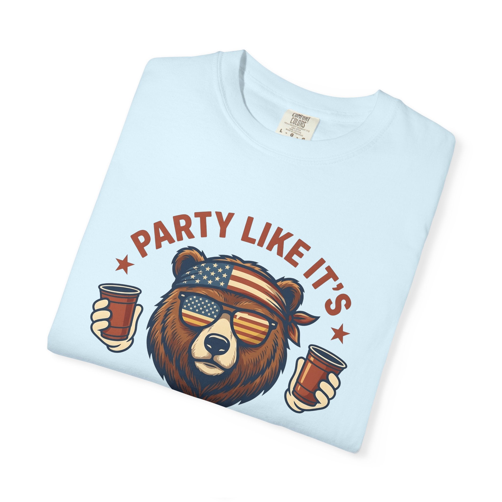 Bear Sunglasses Shirt America Patriotic Gift Women Vintage Tee Teddy T-Shirt Independence Fan Distressed Graphic Retro American Flag Tshirt
