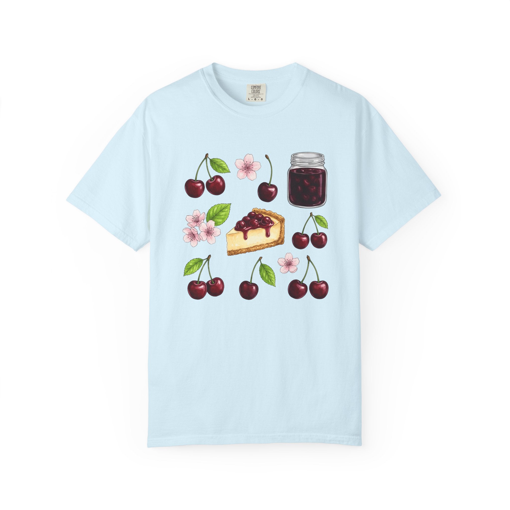 Cherry Tart Shirt Desserts Confections Gift Women Line Art Tee Tart T-Shirt Dessert Fan Pie Tshirt Sweets Graphic Pastel Floral Tshirt