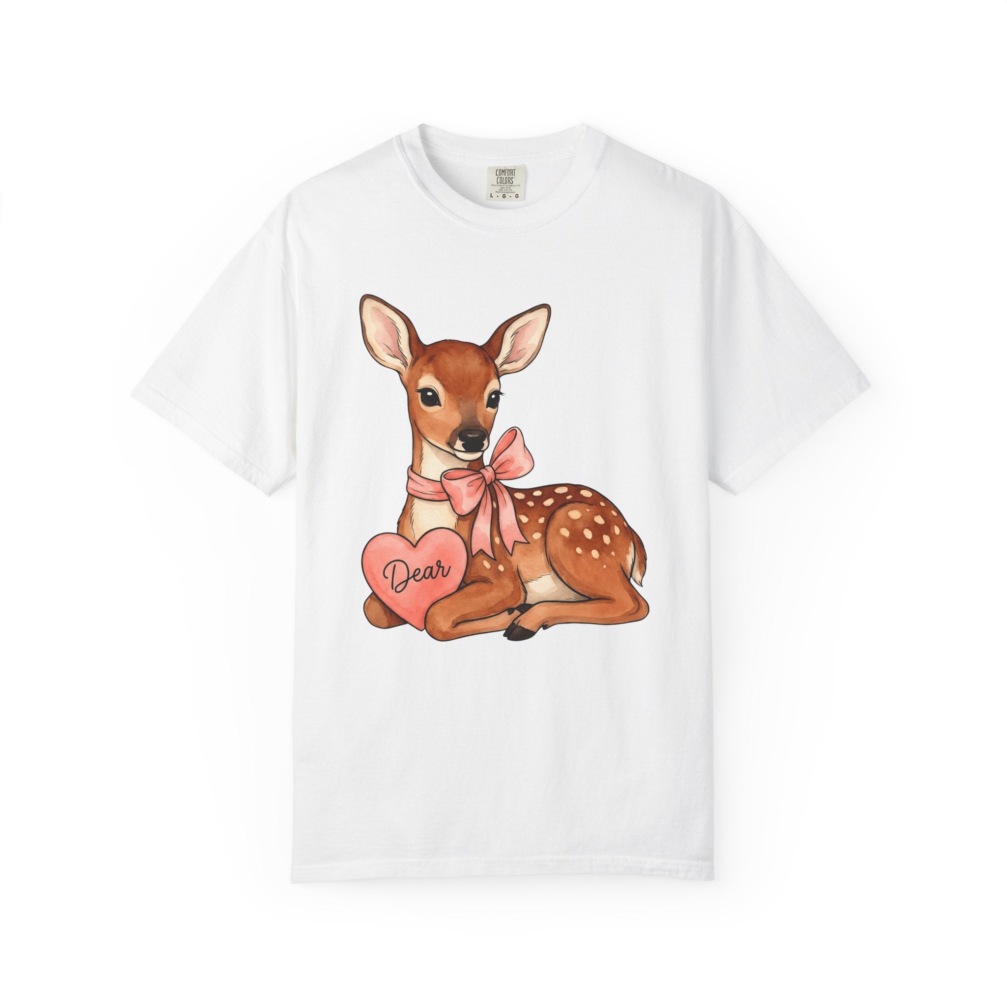 Baby Deer Shirt Animals Romantic Gift Women Watercolor Tee Fawn T-Shirt Wildlife Fan Watercolour Tshirt Lovely Graphic Hand Drawn Heart