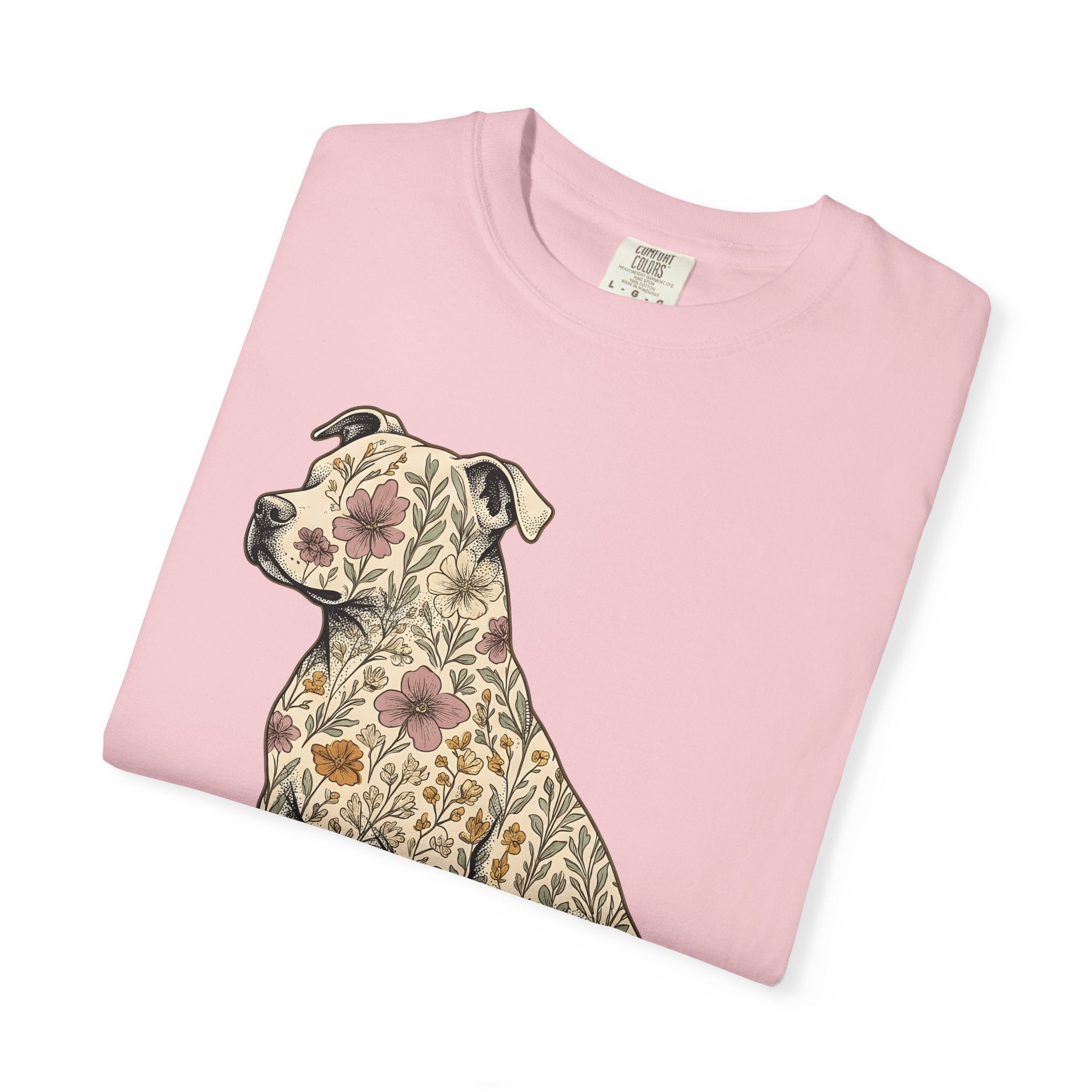 Blossom Dog Shirt Dog Wildlife Gift Women Tribal Tee Puppy T-Shirt Dog Fan Canine Graphic Tshirt Classic Garden Flowers Tshirt