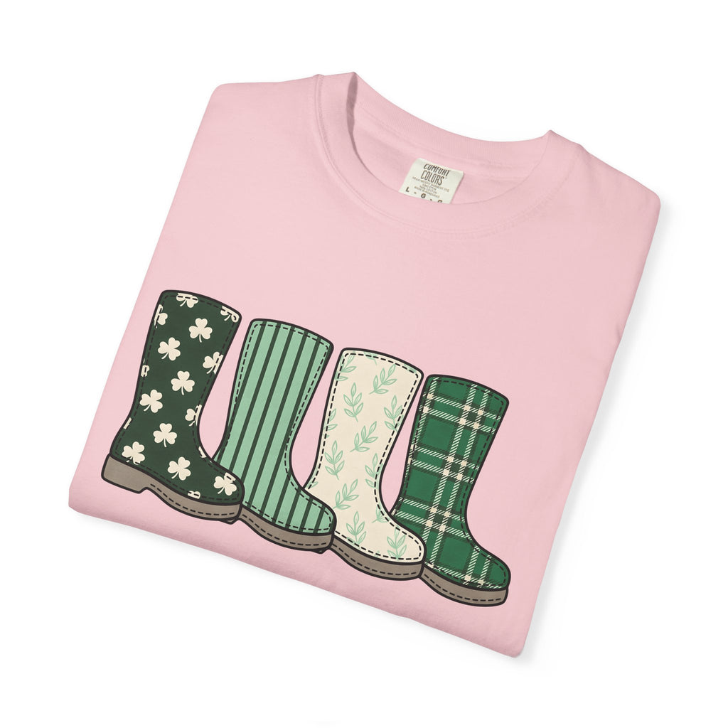 Rain Boots Shirt St. Patrick's Day Holiday Gift Women Farmhouse Tee Wellies T-Shirt Patrick's Day Fan Rustic Tshirt Celebration Graphic
