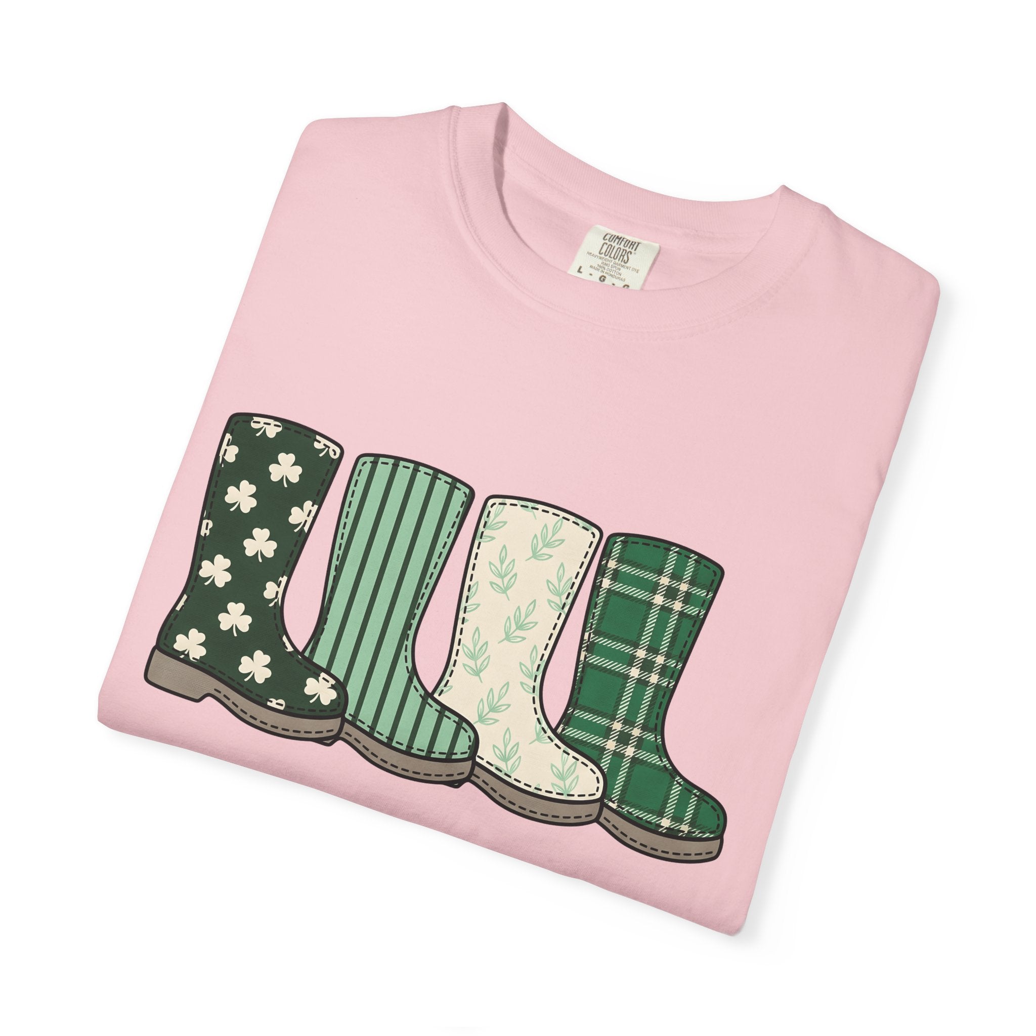Rain Boots Shirt St. Patrick's Day Holiday Gift Women Farmhouse Tee Wellies T-Shirt Patrick's Day Fan Rustic Tshirt Celebration Graphic