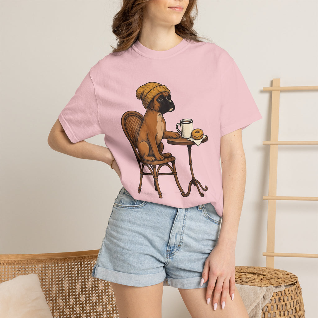 Boxer Dog Shirt Dog Latte Gift Women Hand Drawn Tee Bulldog T-Shirt Dog Fan Pug Tshirt Cappuccino Graphic Line Art Coffee Mug Tshirt