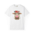 Sheep Illustration Shirt Easter Wildlife Gift Women Rustic Tee Lamb T-Shirt Easter Fan Ewe Tshirt Wildlife Graphic Sketch Flower Wreath