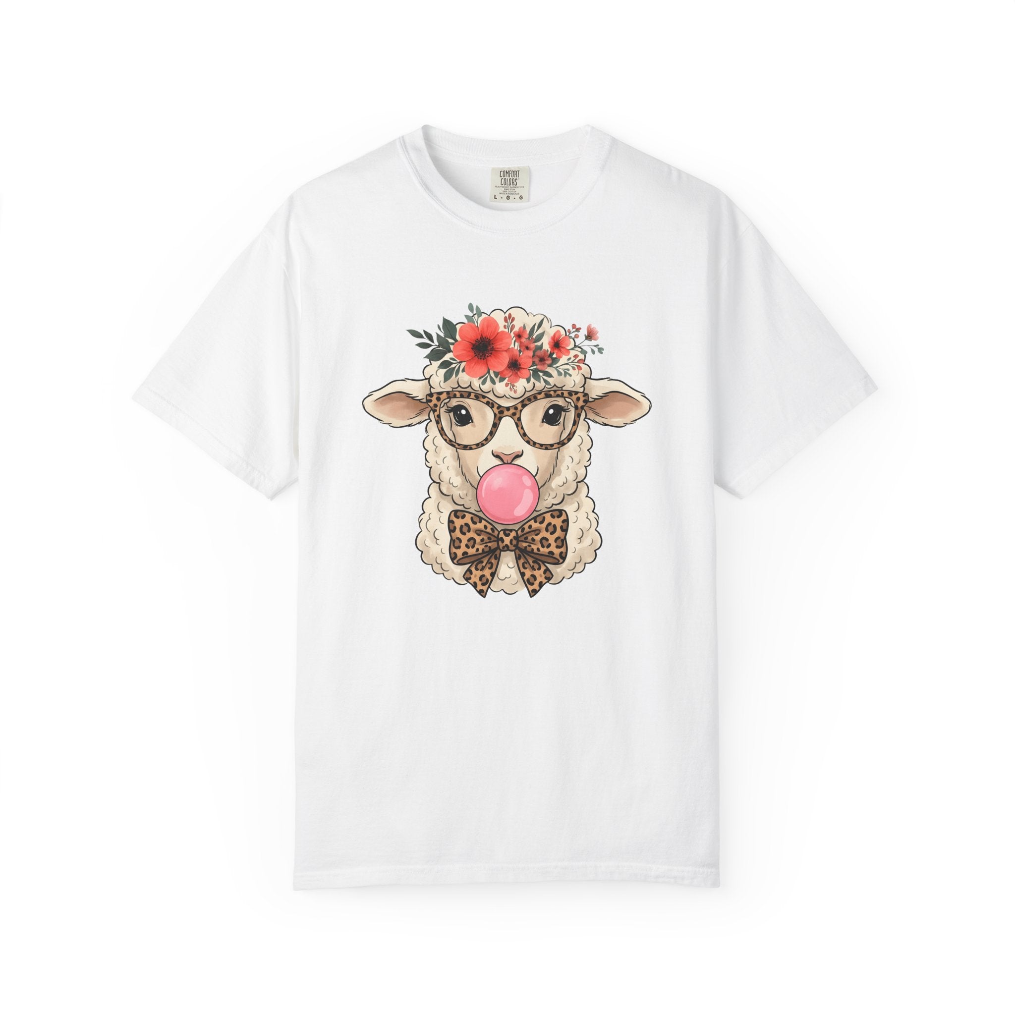Sheep Illustration Shirt Easter Wildlife Gift Women Rustic Tee Lamb T-Shirt Easter Fan Ewe Tshirt Wildlife Graphic Sketch Flower Wreath