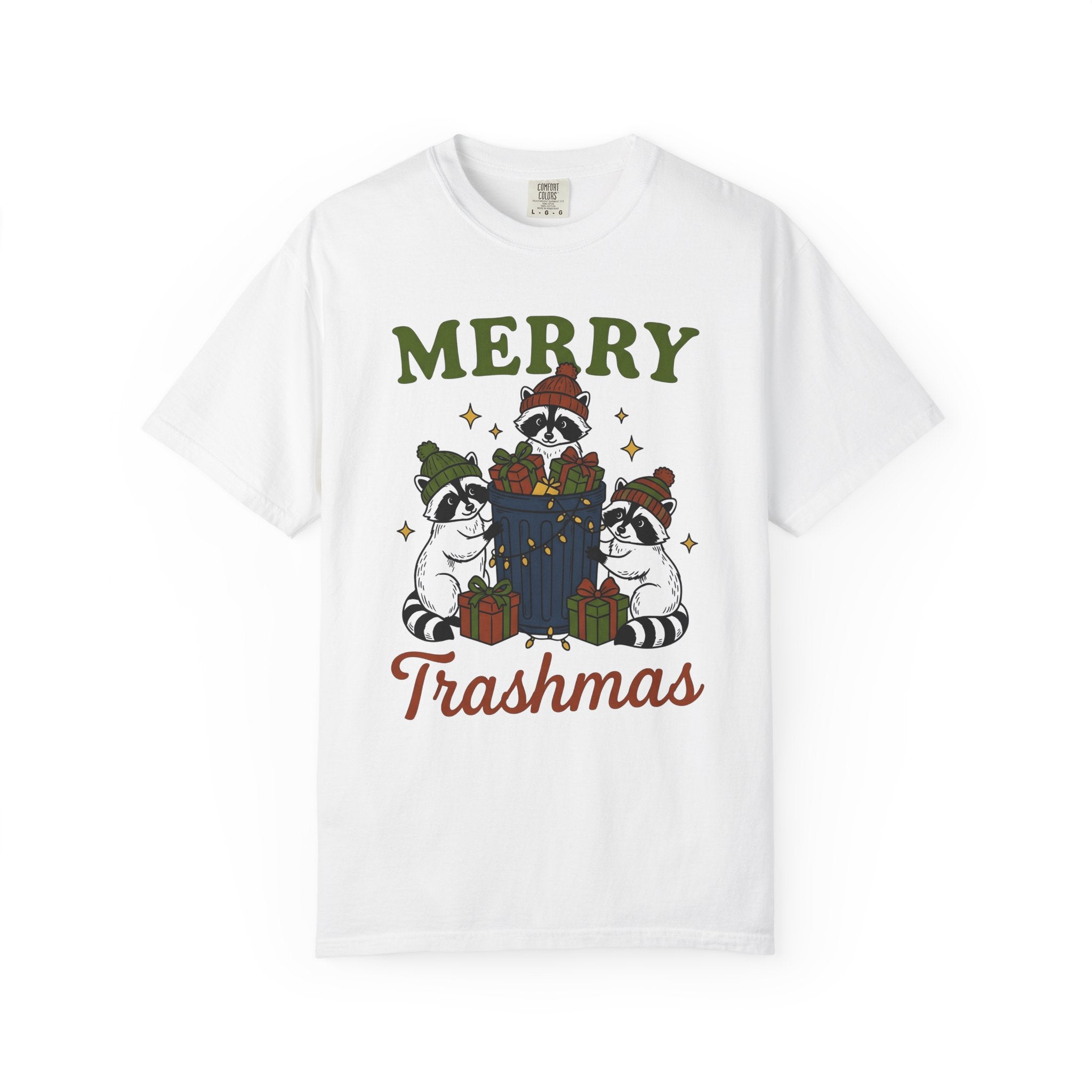 Raccoon Christmas Shirt Funny Animal Gift Women Cartoon Tee Trash Panda T-Shirt Humor Fan Cartoonish Tshirt Creature Graphic Hand Drawn Gift