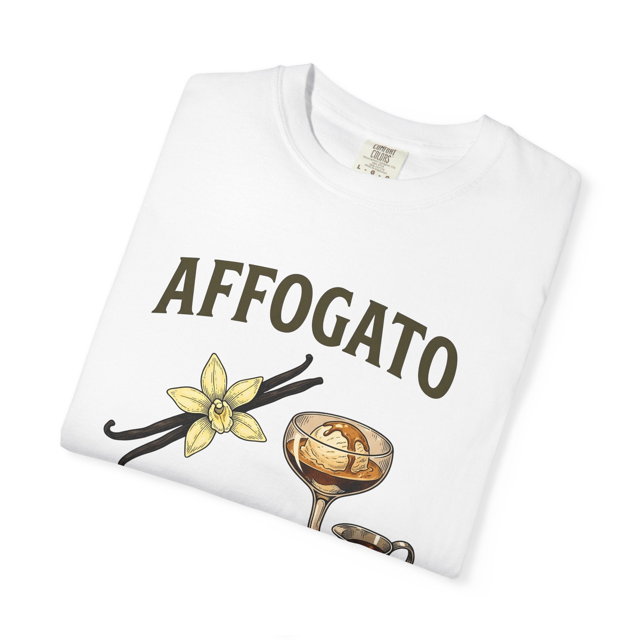 Affogato Dessert Shirt Coffee Foodie Gift Women Vintage Tee Gelato T-Shirt Coffee Fan Retro Tshirt Food Graphic Hand Drawn Vanilla Flower