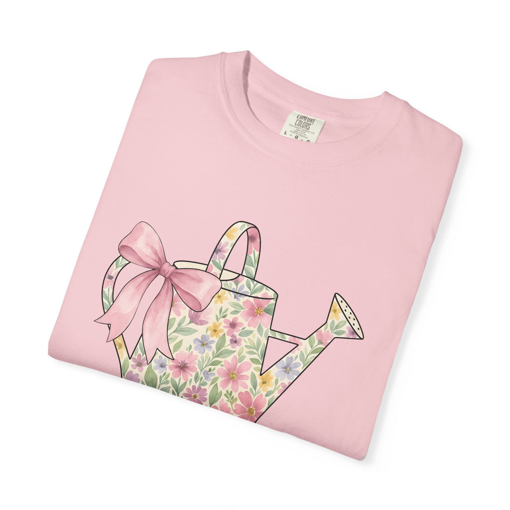 Floral Watering Can Shirt Easter Spring Gift Women Watercolor Tee Watering Can T-Shirt Easter Fan Watercolour Tshirt Spring Design Hand