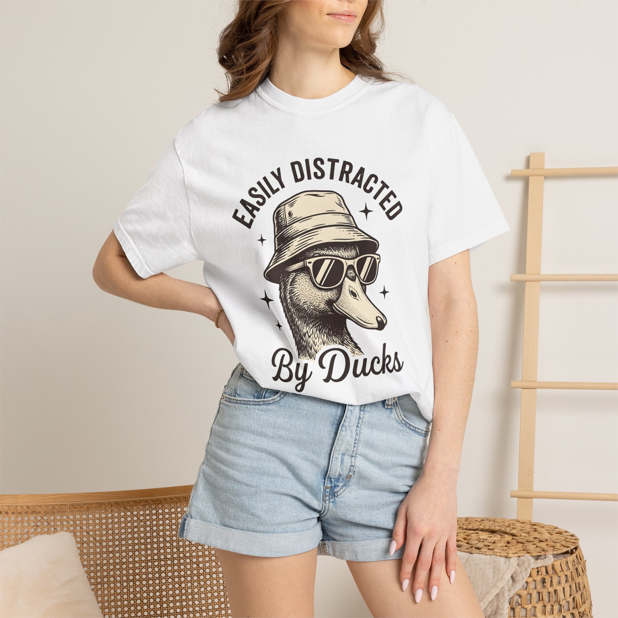 Duck Fun Glasses Shirt Duck Pets Gift Women Cartoon Tee Duckling T-Shirt Duck Fan Quackers Tshirt Animal Graphic Line Art Bucket Cap Tshirt