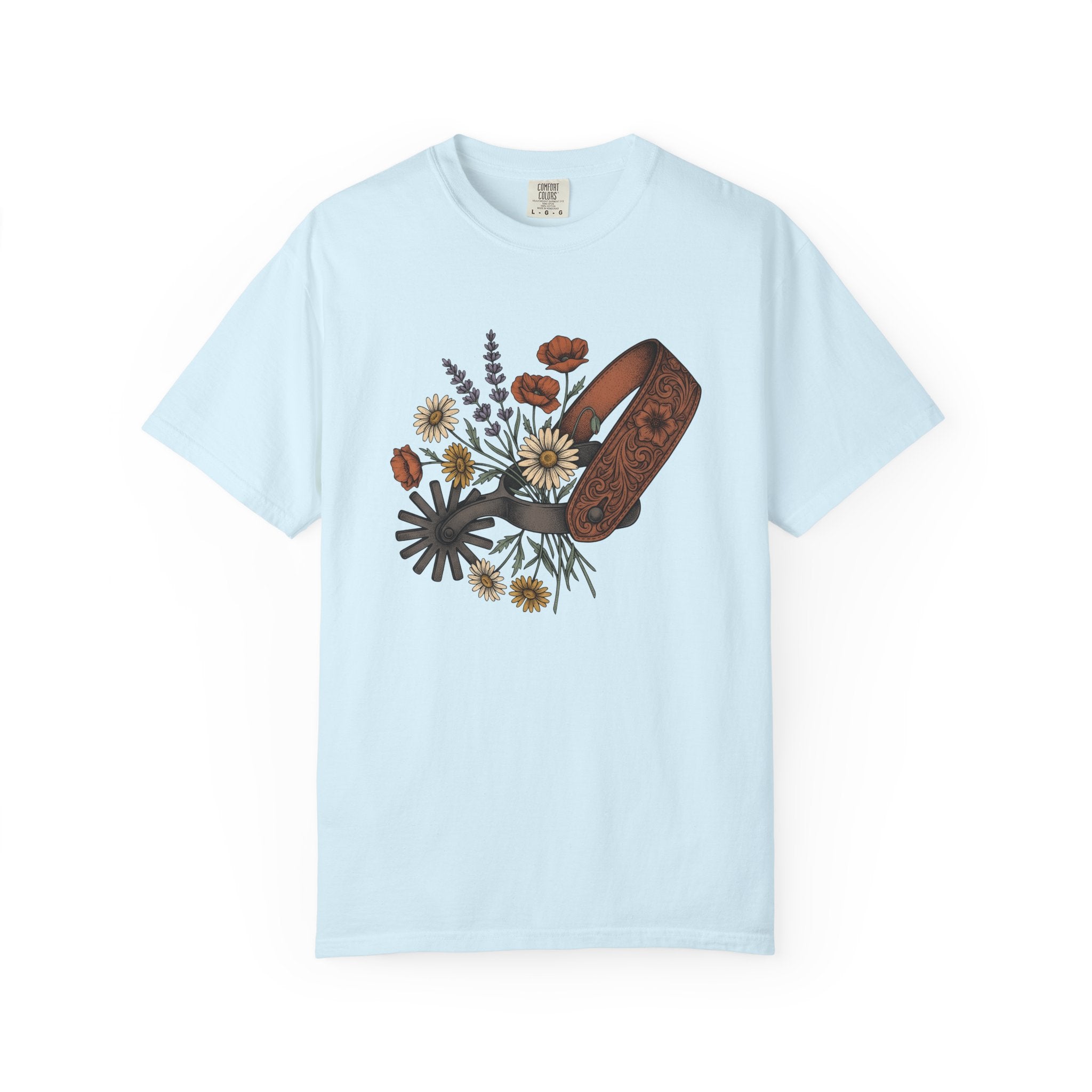 Cowboy Spur Shirt Cowgirl Blossom Gift Women Rustic Tee Spur T-Shirt Cowgirl Fan Western Tshirt Floral Graphic Retro Meadow Flowers Tshirt