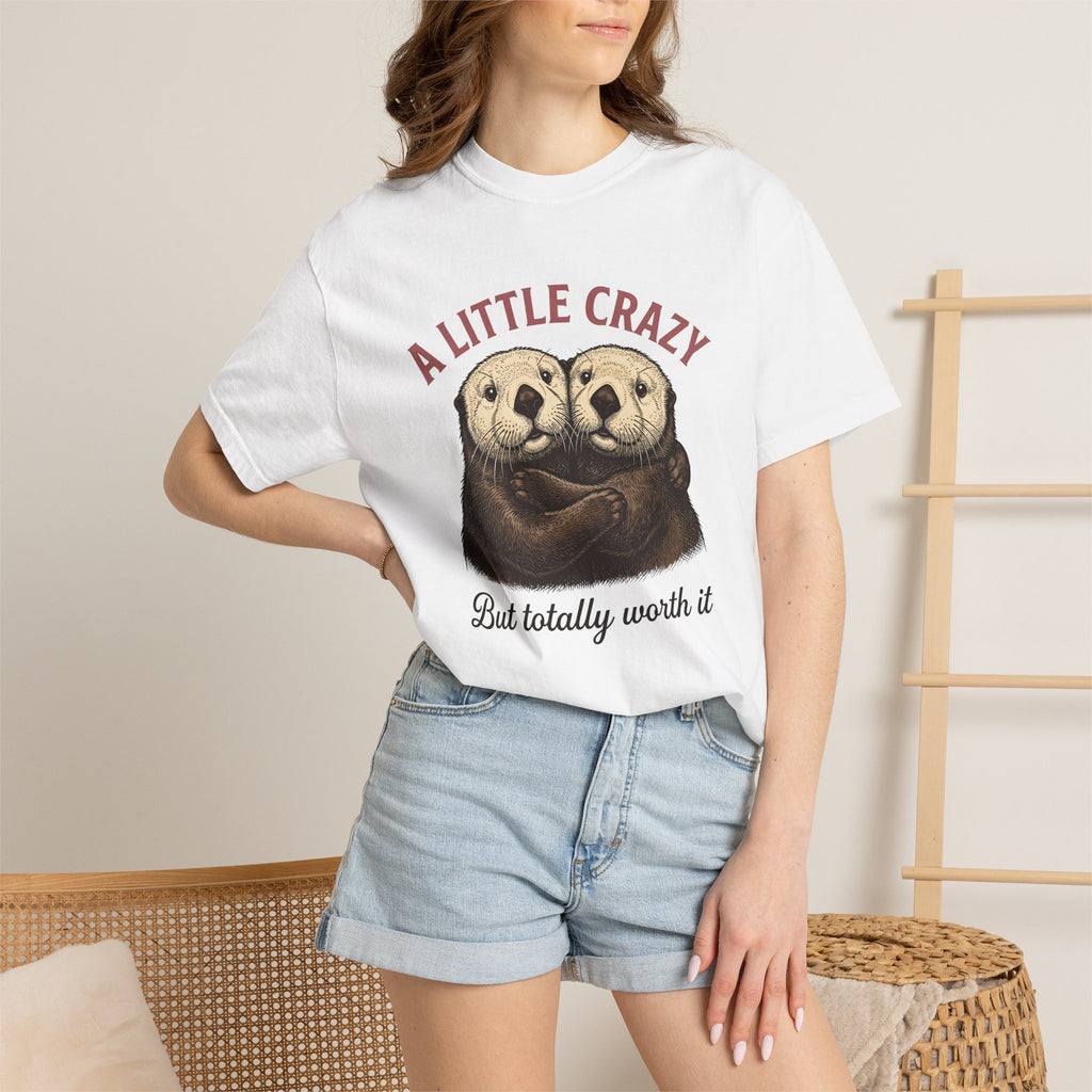 Otter Hug Shirt Funny Animal Gift Women Vintage Tee Otter T-Shirt Humor Fan Retro Tshirt Wildlife Graphic Hand Drawn Animal Pair Tshirt
