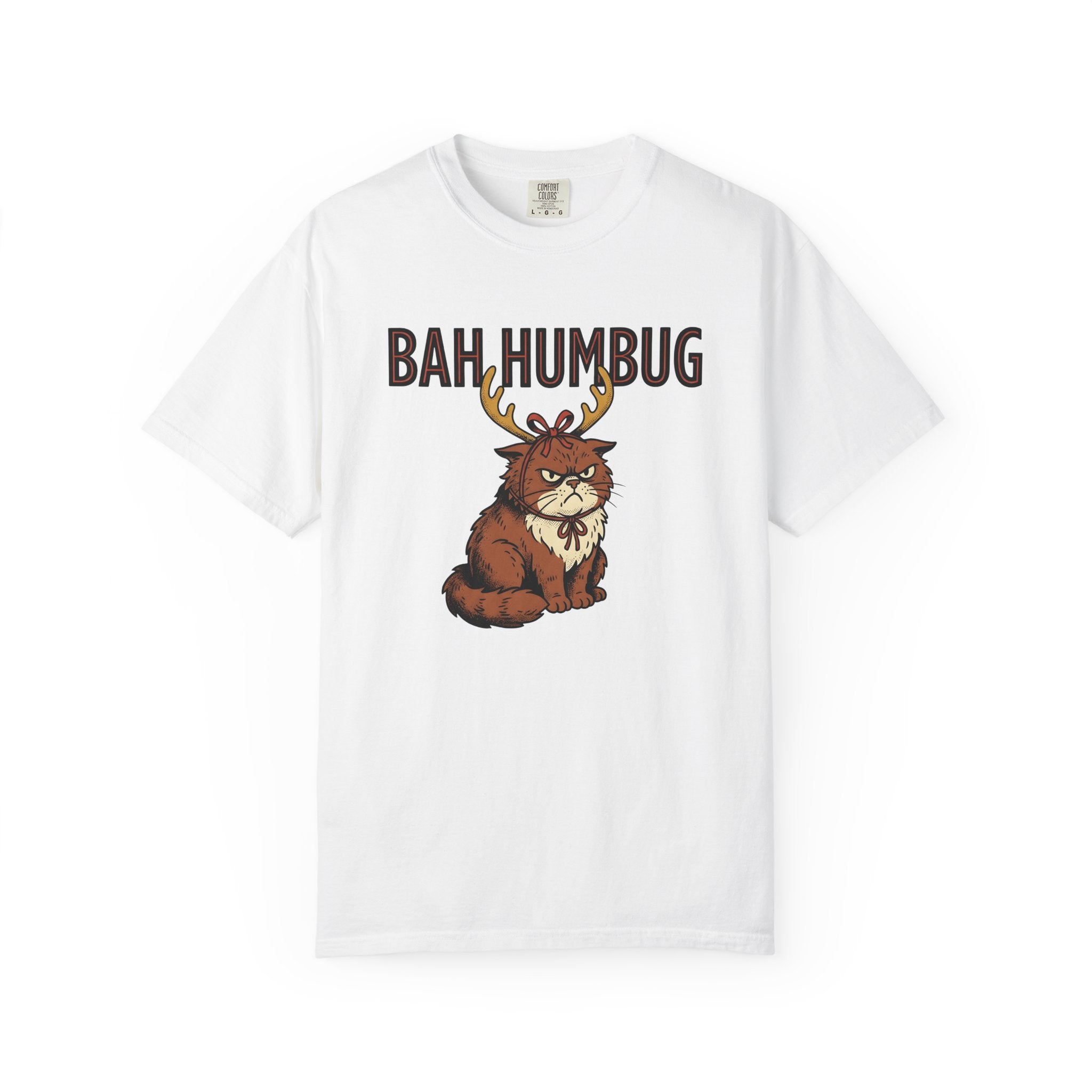 Grumpy Kitty Shirt Christmas Jokes Gift Women Comic Tee Cat T-Shirt Christmas Fan Cartoon Tshirt Pun Graphic Retro Horns Tshirt