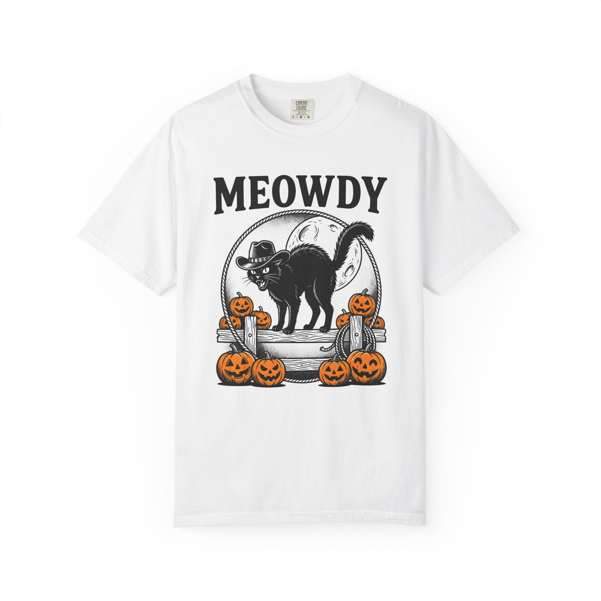 Western Cat Shirt Cowgirl Spooky Gift Women Rustic Tee Cat T-Shirt Rodeo Fan Country Tshirt Horror Graphic Classic Gourds Tshirt