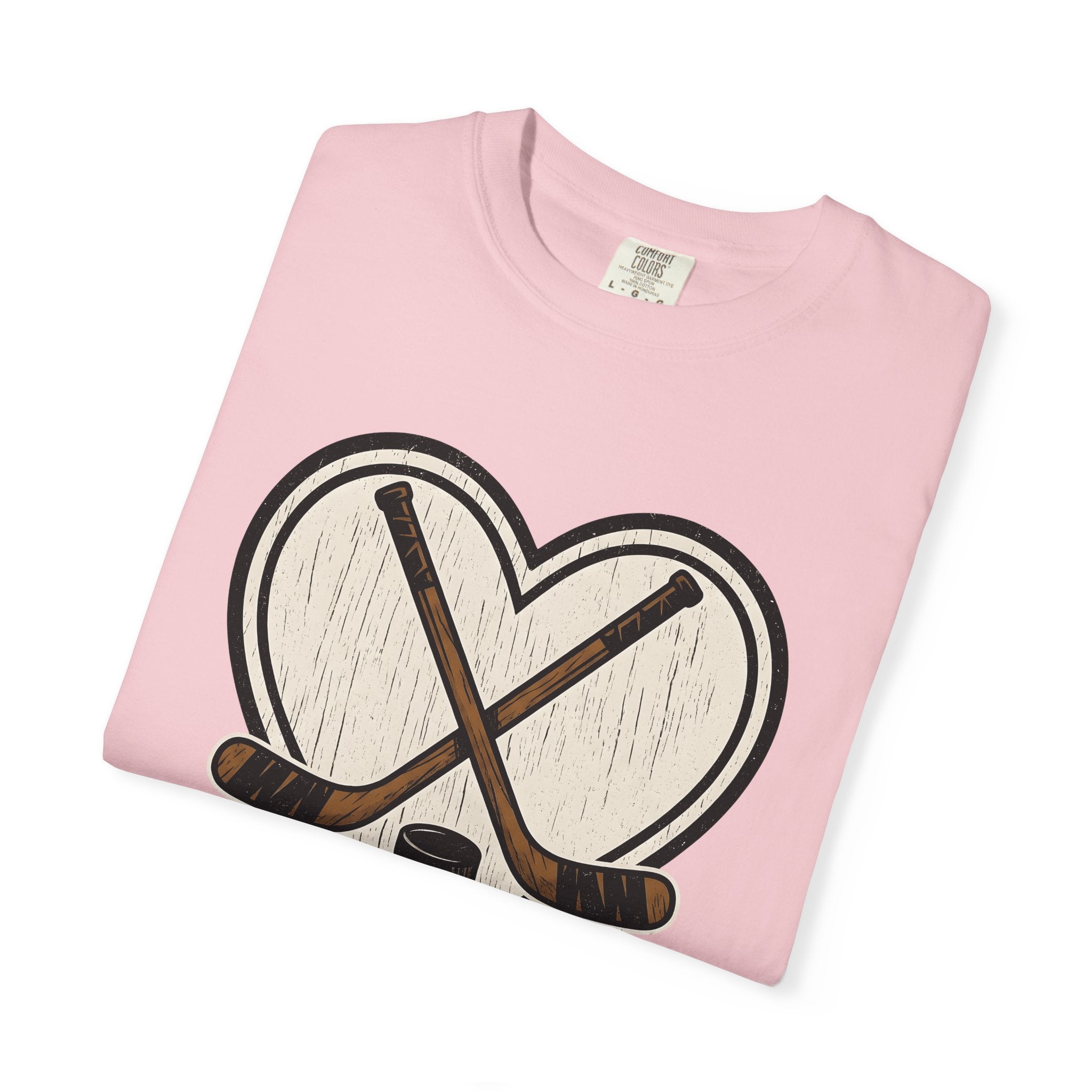 Hockey Sticks Heart Shirt Hockey Mom Competition Gift Women Line Art Tee Hockey Sticks T-Shirt Hockey Parent Fan Minimalist Tshirt