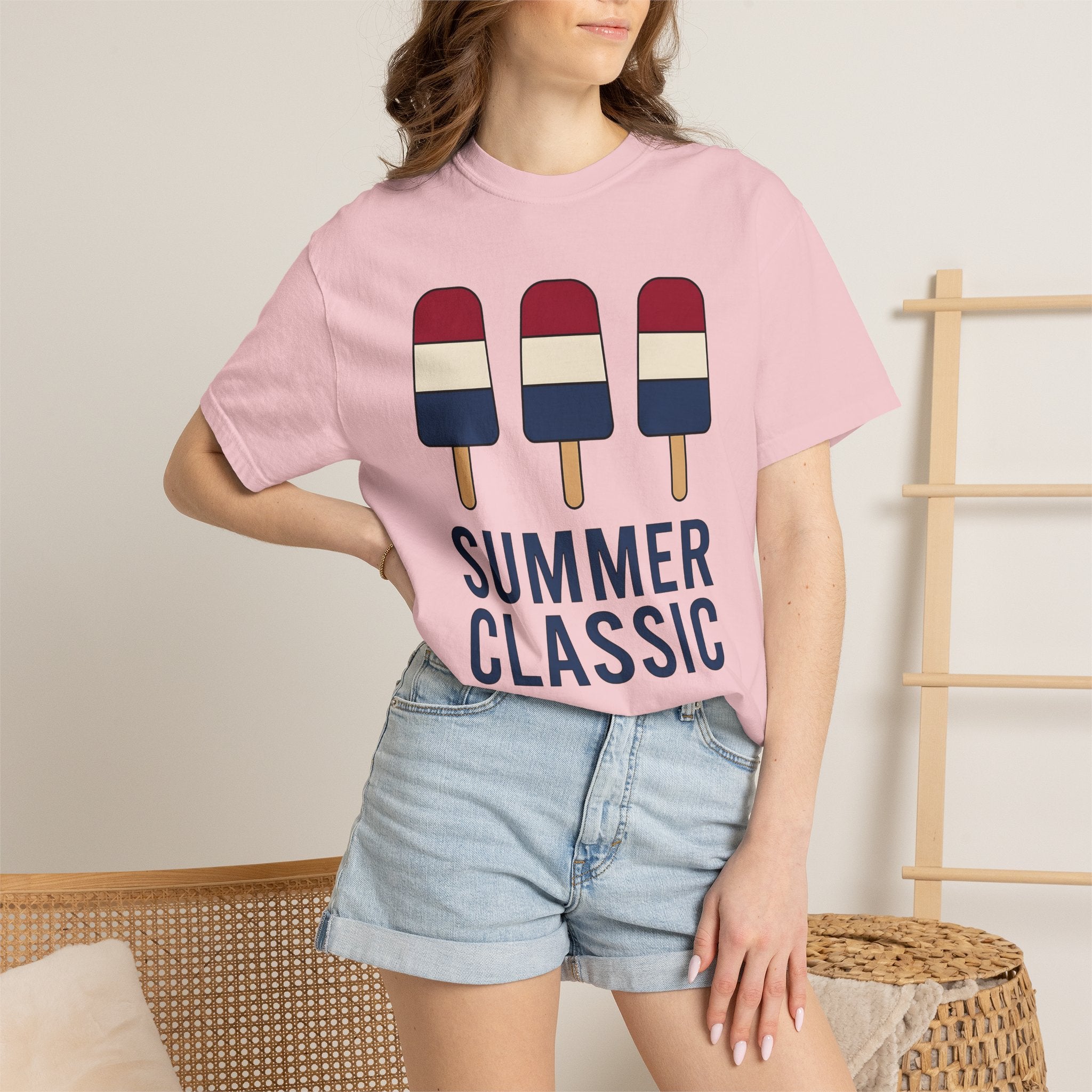 Bomb Pop Popsicle Shirt 4th Of July Summer Gift Women Minimalist Tee Ice Pop T-Shirt Independence Day Fan Simple Tshirt Seasonal Graphic