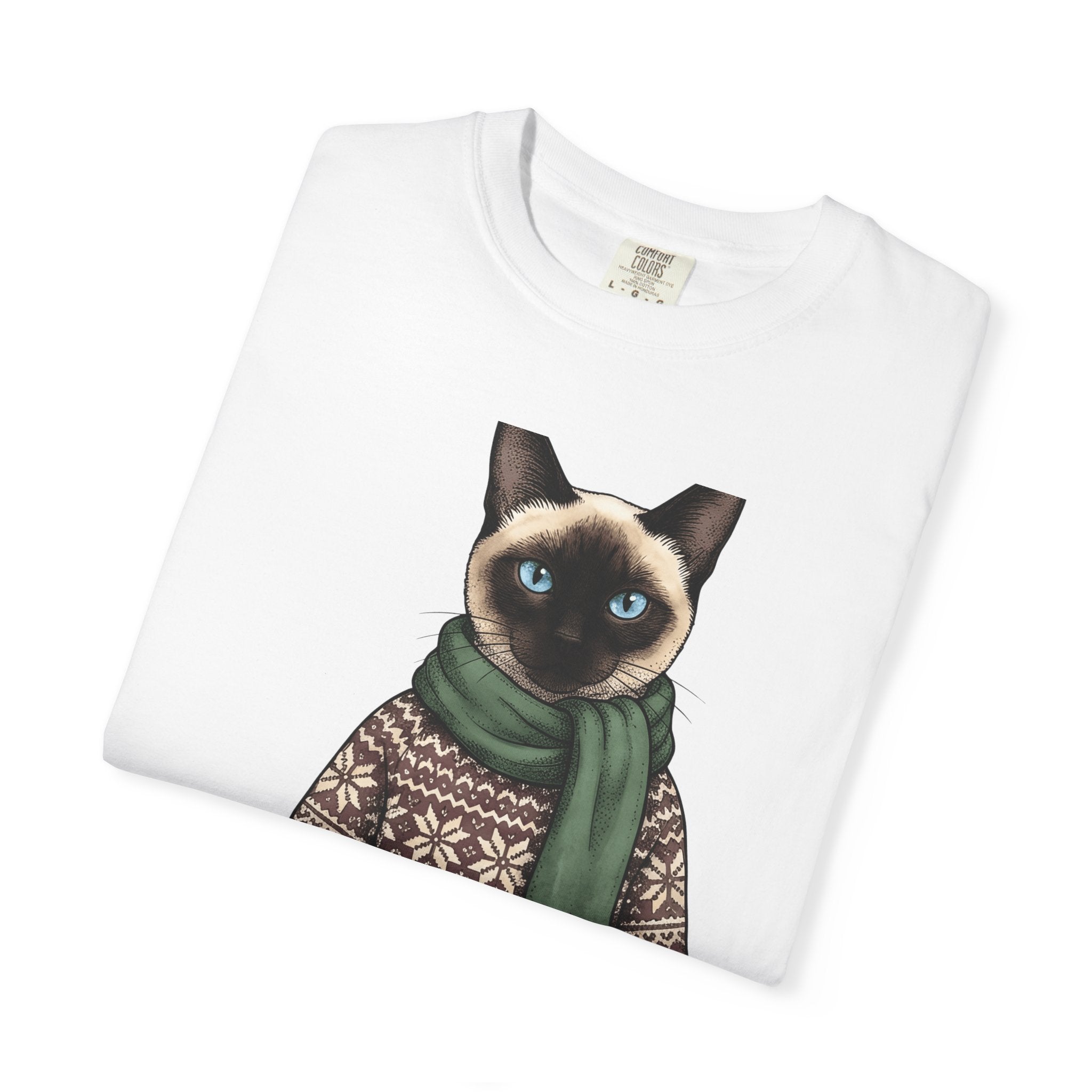 Siamese Kitten Shirt Cat Clothing Gift Women Sketch Tee Kitten T-Shirt Cat Fan Drawing Design Retro Pullover Tshirt