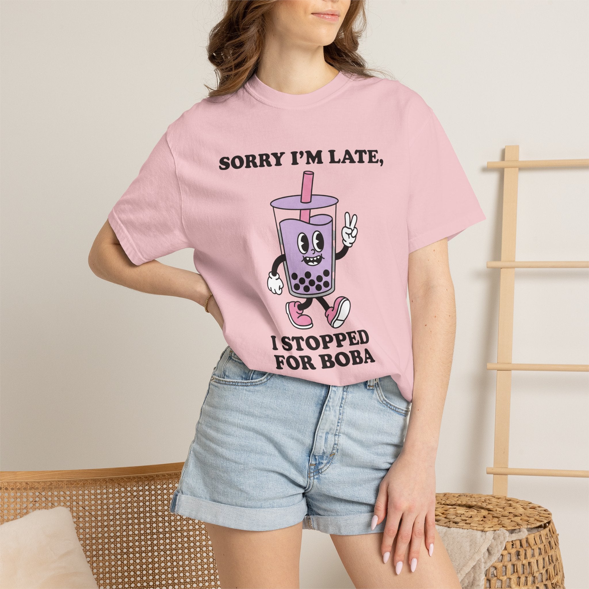 Bubble Tea Cartoon Shirt Drinks Humor Gift Women Comic Tee Boba T-Shirt Beverage Fan Cartoon Tshirt Funny Graphic Vintage Victory Hand