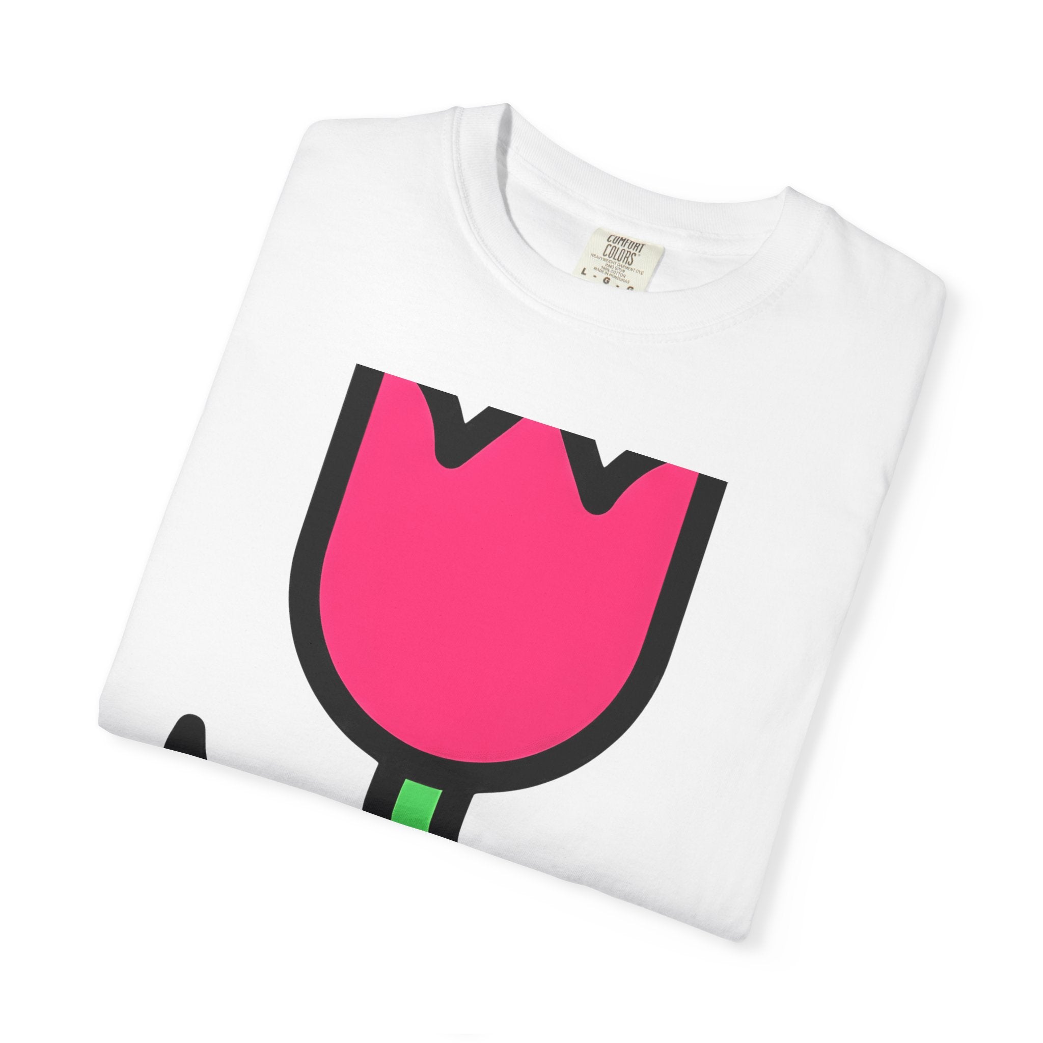 Tulip Bloom Shirt Easter Blossoms Gift Women Simple Tee Tulip T-Shirt Spring Fan Floral Tshirt Flower Graphic Contemporary Leafy Stem Tshirt