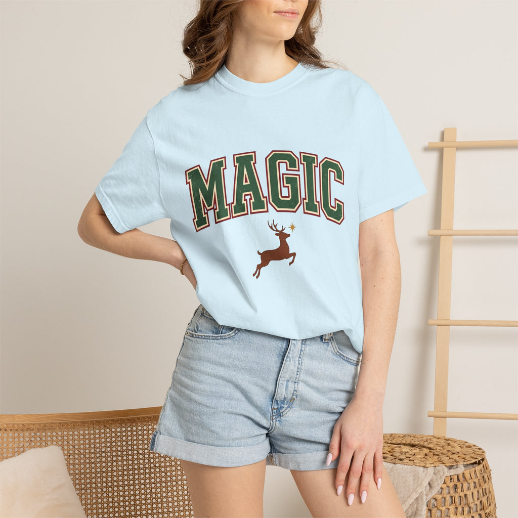 Reindeer Shirt Christmas Holiday Gift Women Vintage Tee Caribou T-Shirt Xmas Fan Distressed Tshirt Seasonal Graphic Retro Star Tshirt