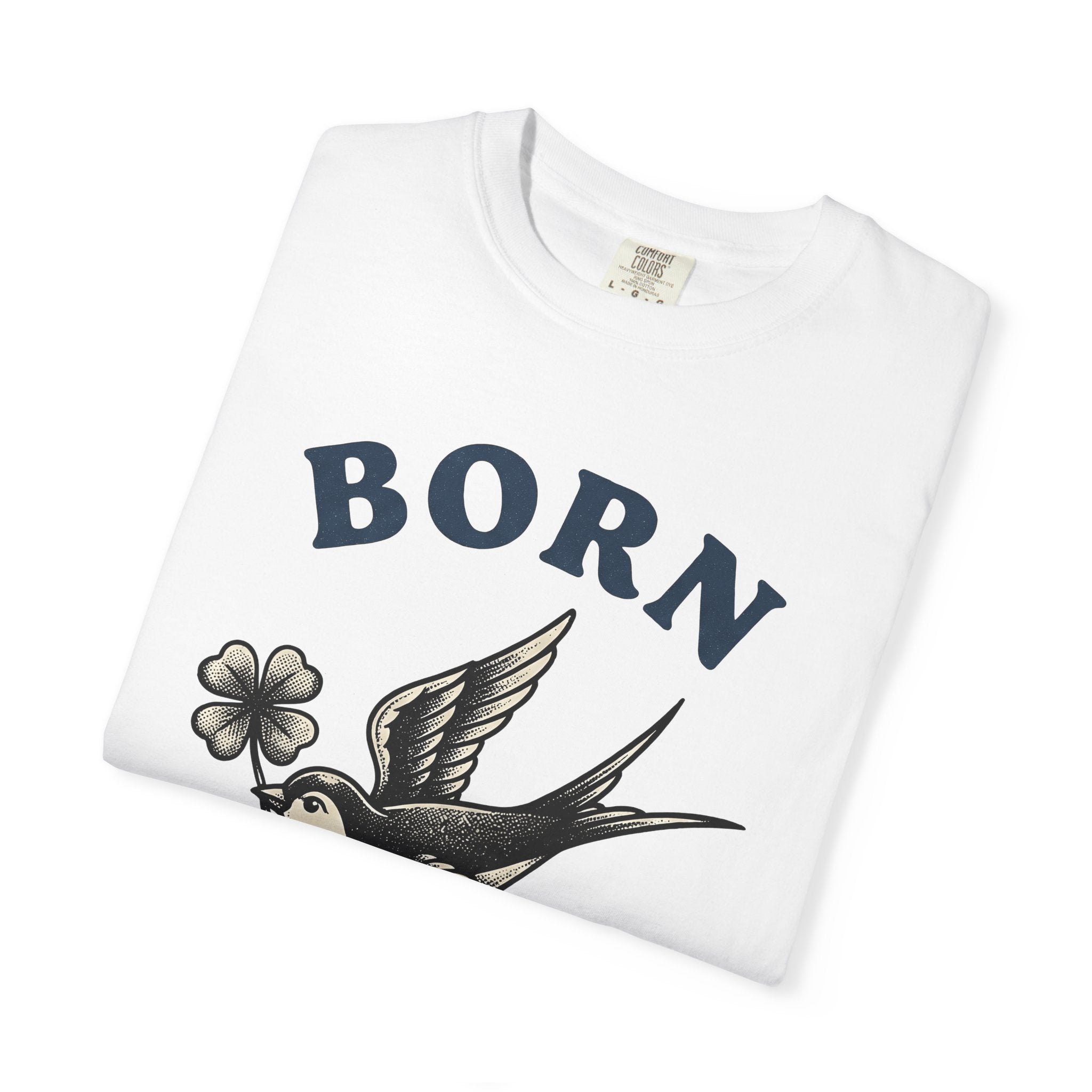 Swallow Bird Shirt St Patrick's Day Amulet Gift Women Hand Drawn Tee Swallow T-Shirt Luck Fan Illustrated Tshirt Charm Graphic Sketch