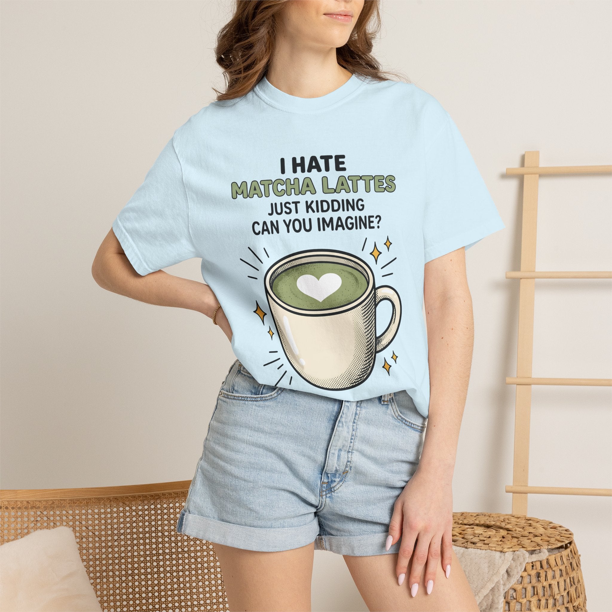 Matcha Latte Shirt Coffee Foodie Gift Women Cartoon Tee Green Tea T-Shirt Coffee Fan Cartoony Tshirt Food Graphic Retro Heart Tshirt