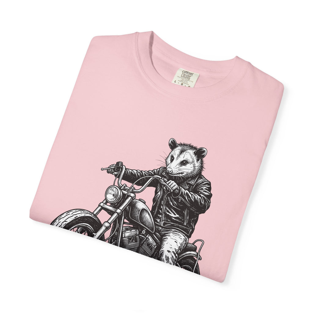 Possum Bike Shirt Animals Riding Gift Women Neo Traditional Tee Opossum T-Shirt Wildlife Enthusiast Vintage Tshirt Motorbike Graphic Old
