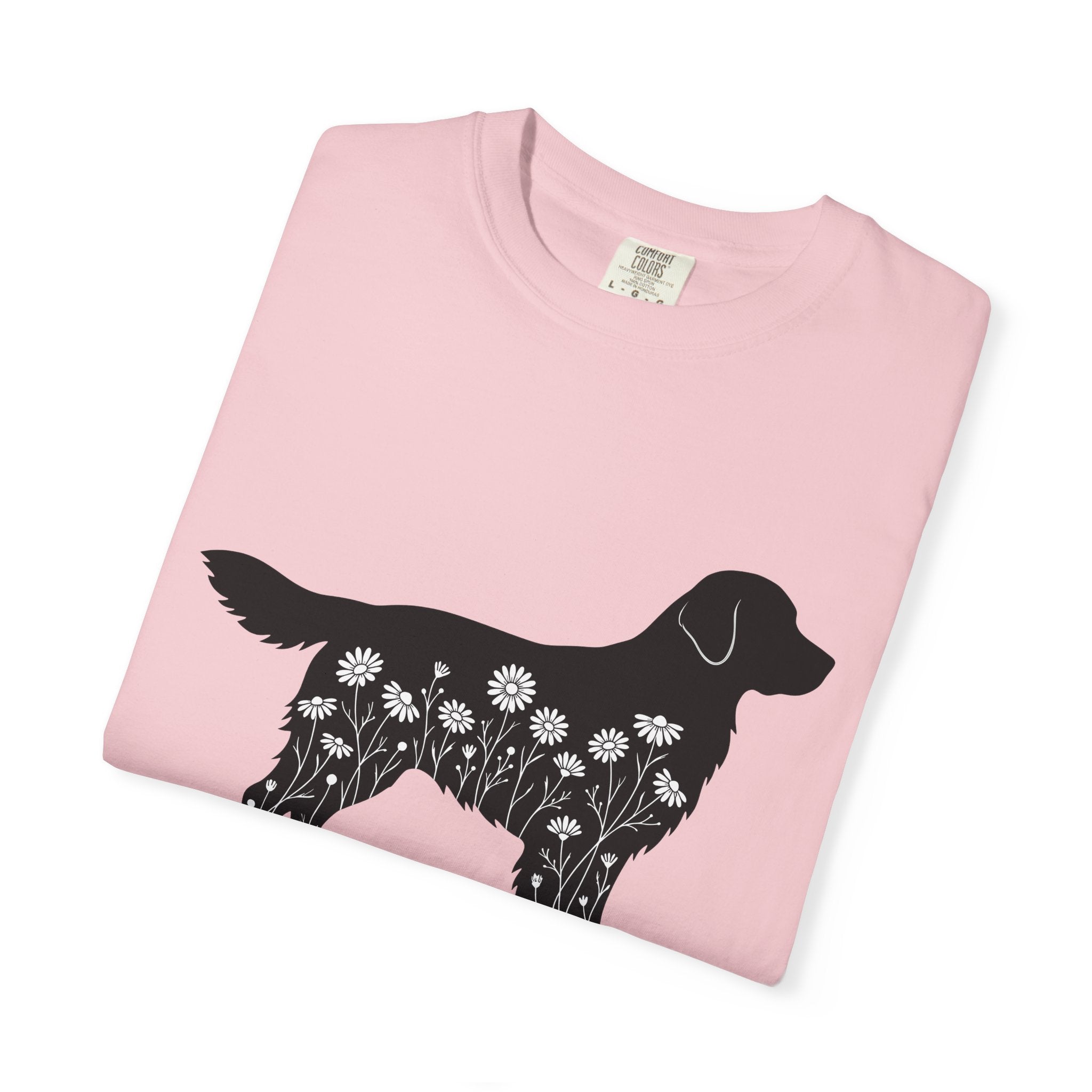 Dog Outline Shirt Dog Flower Gift Women Floral Tee Puppy T-Shirt Dog Fan Botanical Tshirt Floral Graphic Simple Meadow Blooms Tshirt