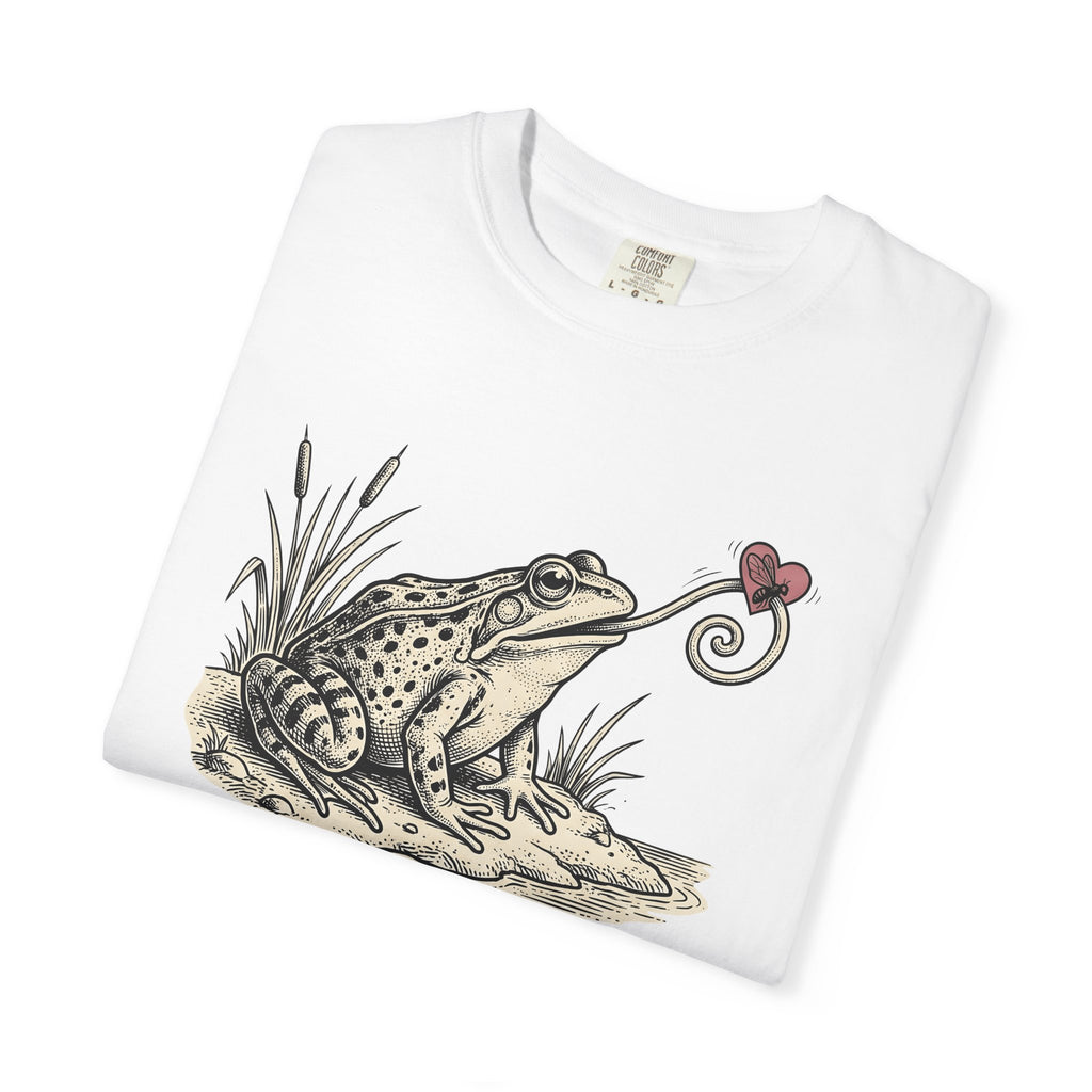 Frog Illustration Shirt St. Valentines Day Pet Gift Women Retro Tee Toad T-Shirt Valentine Fan Vintage Tshirt Animal Graphic Sketch Love