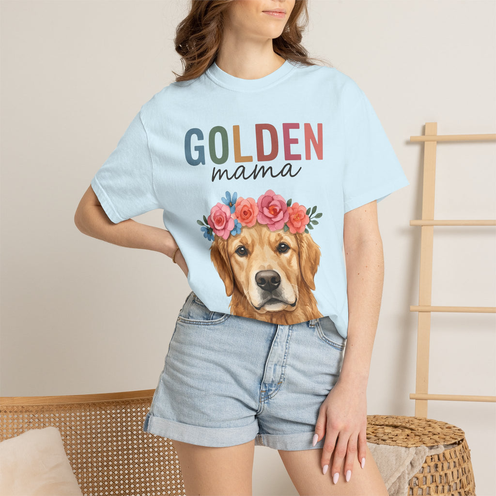 Golden Retriever Shirt Dog Botanical Gift Women Hand Painted Tee Retriever T-Shirt Dog Fan Painter Tshirt Floral Graphic Tribal Flower