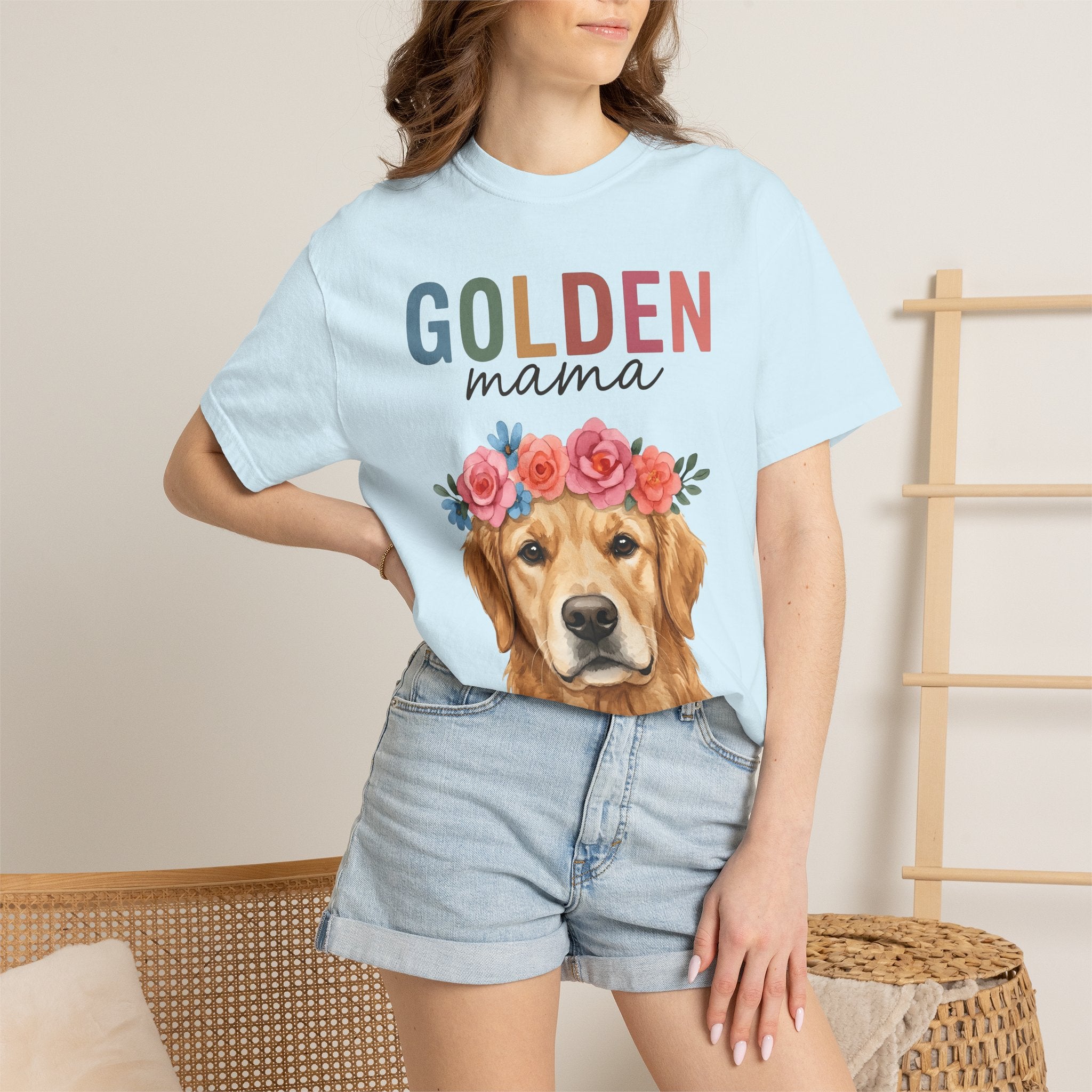 Golden Retriever Shirt Dog Botanical Gift Women Hand Painted Tee Retriever T-Shirt Dog Fan Painter Tshirt Floral Graphic Tribal Flower