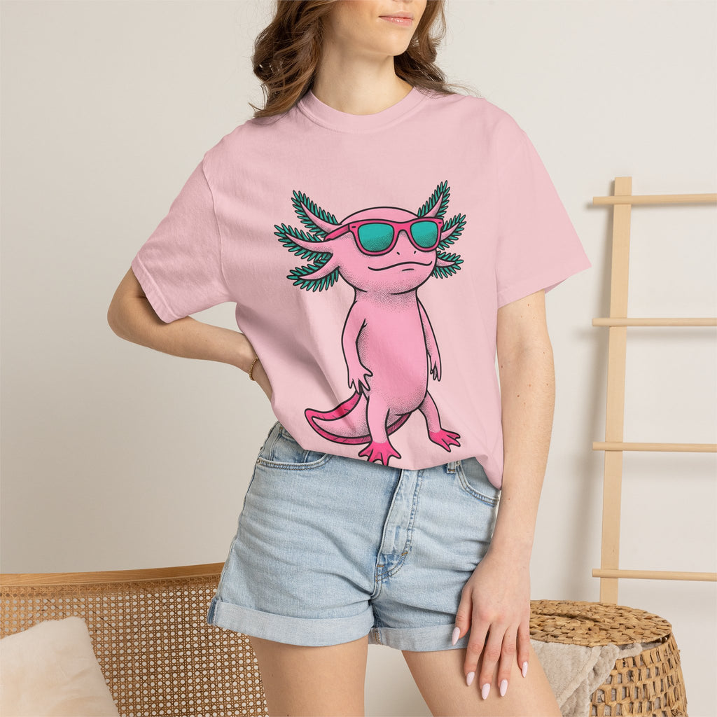 Axolotl Glasses Shirt Animals Satire Gift Women Animated Tee Axolotl Specs T-Shirt Animal Fan Cartoon Tshirt Parody Graphic Old School