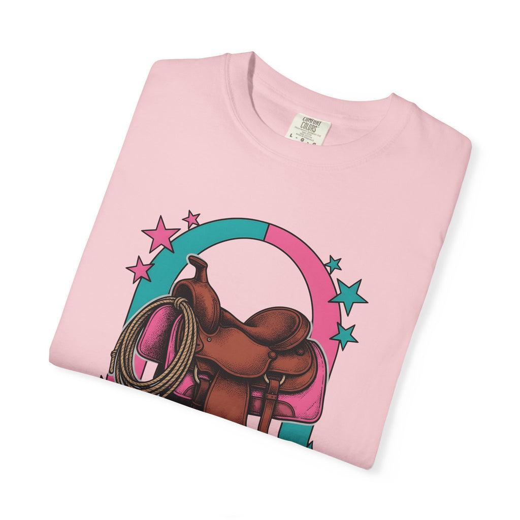 Western Saddle Shirt Cowgirl Western Gift Women Pop Art Tee Saddle T-Shirt Cowboy Fan Rodeo Tshirt Western Design Retro Lasso Tshirt