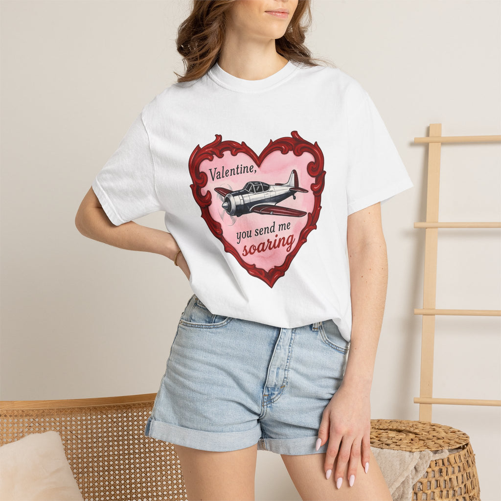 Airplane Love Shirt St Valentines Day Airplane Gift Women Retro Tee Aeroplane T-Shirt Valentine Fan Vintage Tshirt Aircraft Graphic Sketch