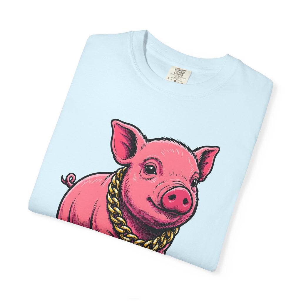 Pig Drawing Shirt Funny Fauna Gift Women Animated Tee Swine T-Shirt Humor Fan Cartoon Tshirt Wildlife Graphic Classic Gold Pendant Tshirt