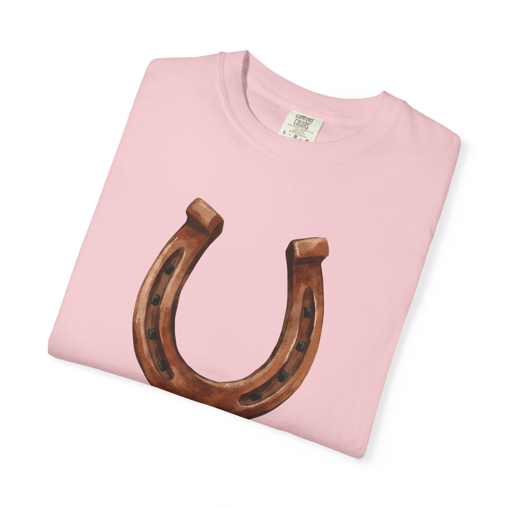 Horseshoe Art Shirt Lucky Cowboy Gift Women Tribal Tee Horseshoe T-Shirt Fortune Fan Celtic Tshirt Rodeo Graphic Doodle Lucky Symbol Tshirt