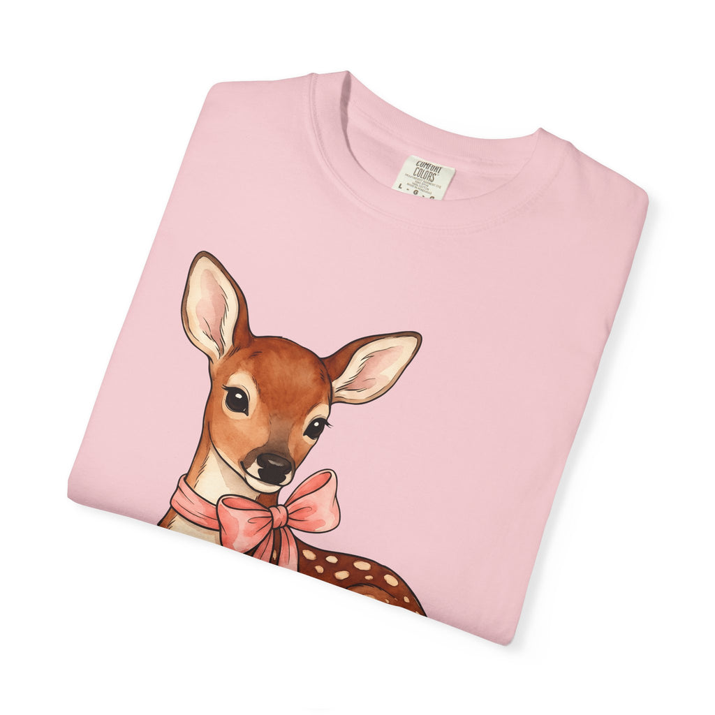 Baby Deer Shirt Animals Romantic Gift Women Watercolor Tee Fawn T-Shirt Wildlife Fan Watercolour Tshirt Lovely Graphic Hand Drawn Heart