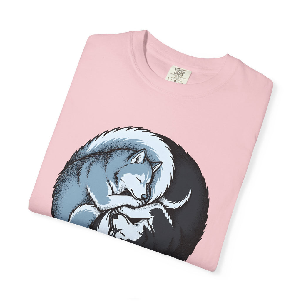 Husky Dogs Shirt Dog Fauna Gift Women Line Art Tee Siberian Husky T-Shirt Dog Fan Wildlife Graphic Design Illustration Graphic Yin Yang
