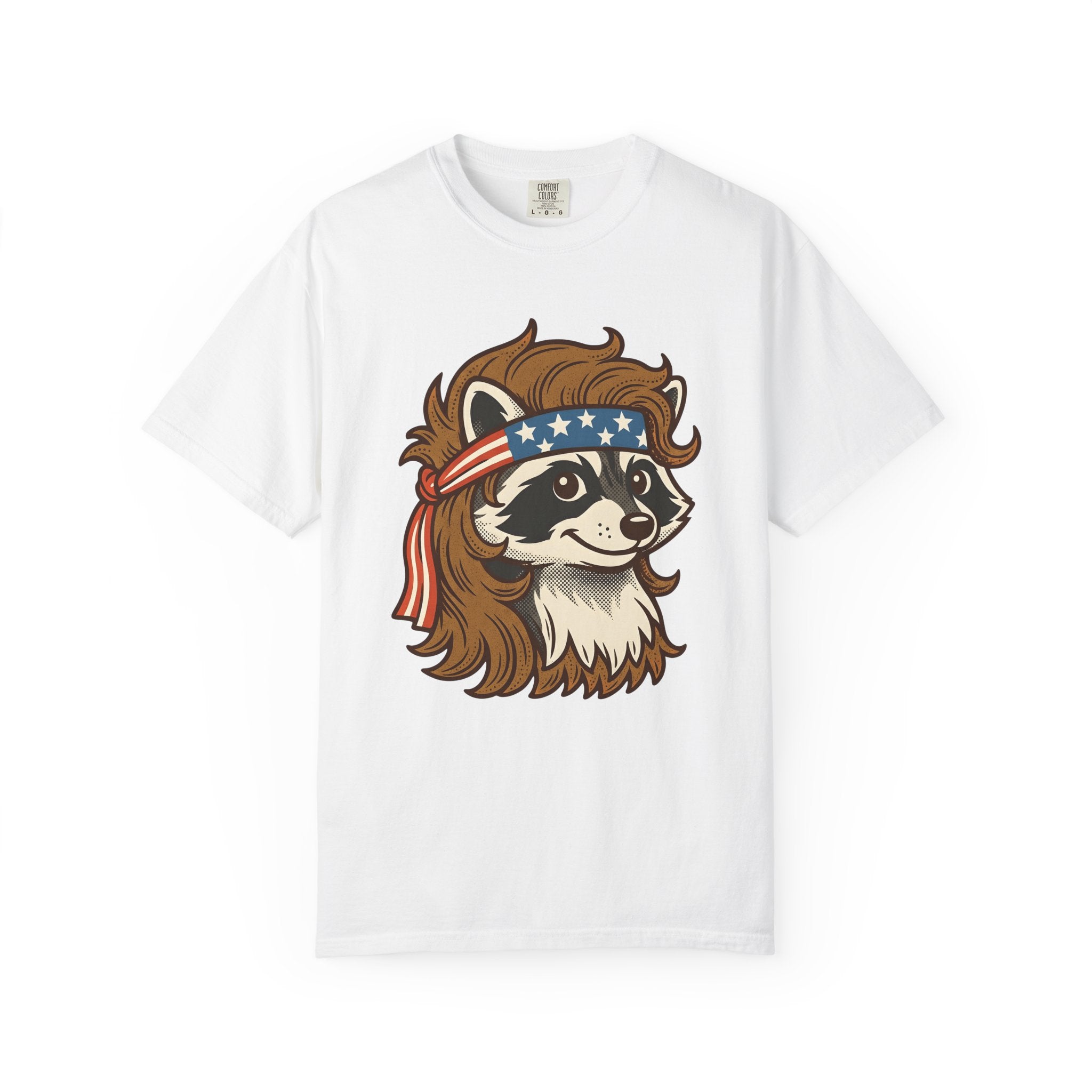 Raccoon Head Wrap Shirt America 4Th Of July Creature Gift Women Hand Drawn Tee Headband T-Shirt Patriot Fan Illustrated Tshirt Animal
