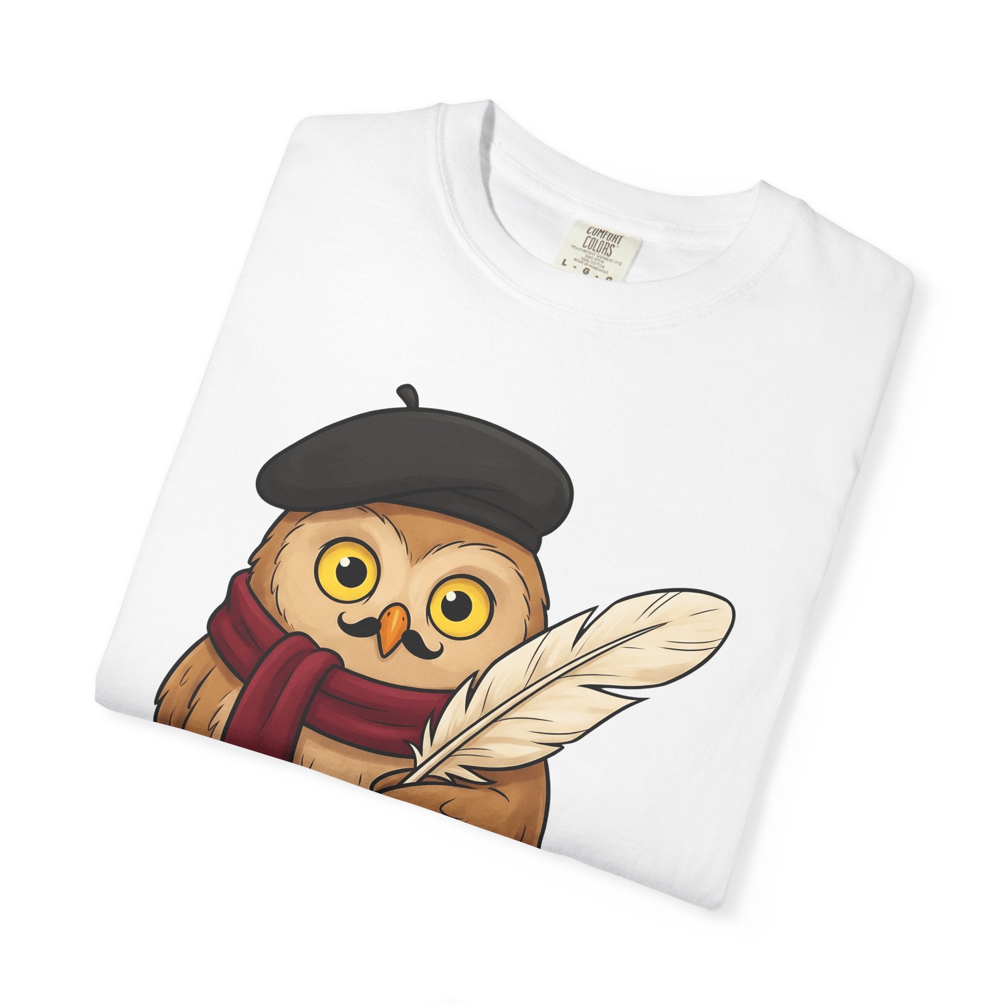 French Owl Shirt Funny Pet Gift Women Line Art Tee Owl T-Shirt Humor Fan Owl Tshirt Pet Graphic Hand Drawn Wing Plume Tshirt