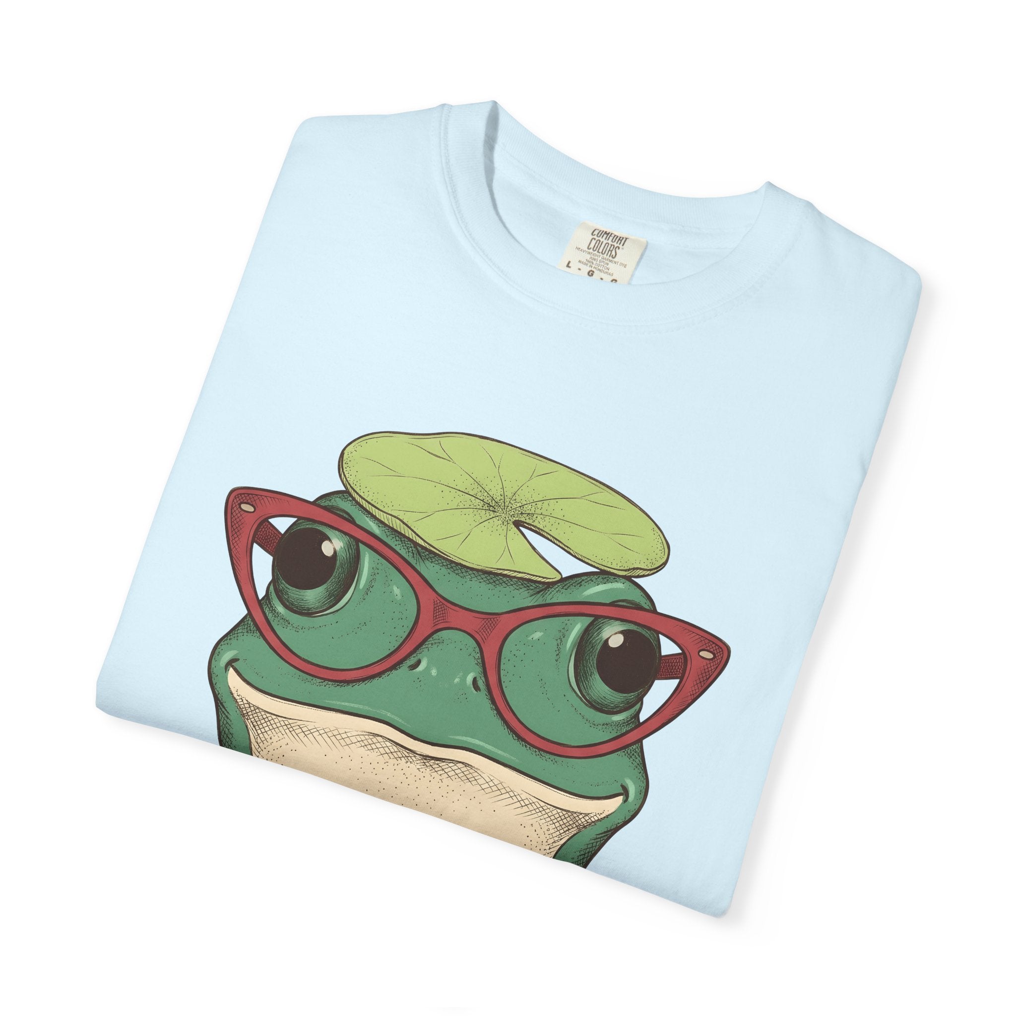 Amphibian Glasses Shirt Frog Nature Gift Women Cartoon Tee Specs T-Shirt Toad Fan Eyewear Tshirt Environmental Graphic Line Art Water Lily