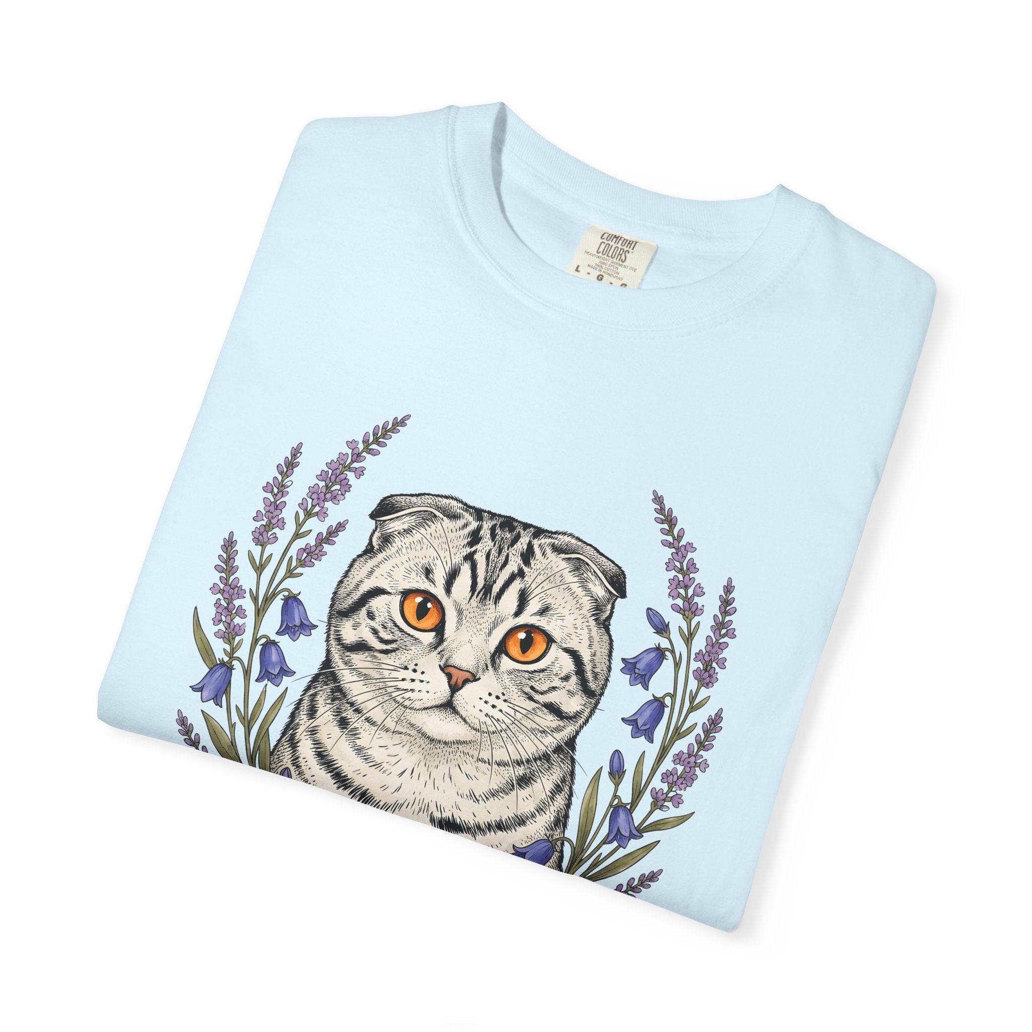 Striped Cat Shirt Cat Botanicals Gift Women Sketch Tee Tabby Cat T-Shirt Cat Fan Feline Graphic Tshirt Retro Garden Flowers Tshirt