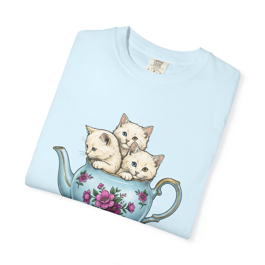 Cat Cup Shirt Cat Beverage Gift Women Retro Tee Mug T-Shirt Cat Fan Coffee Tshirt Drink Graphic Sketch Flower Tshirt