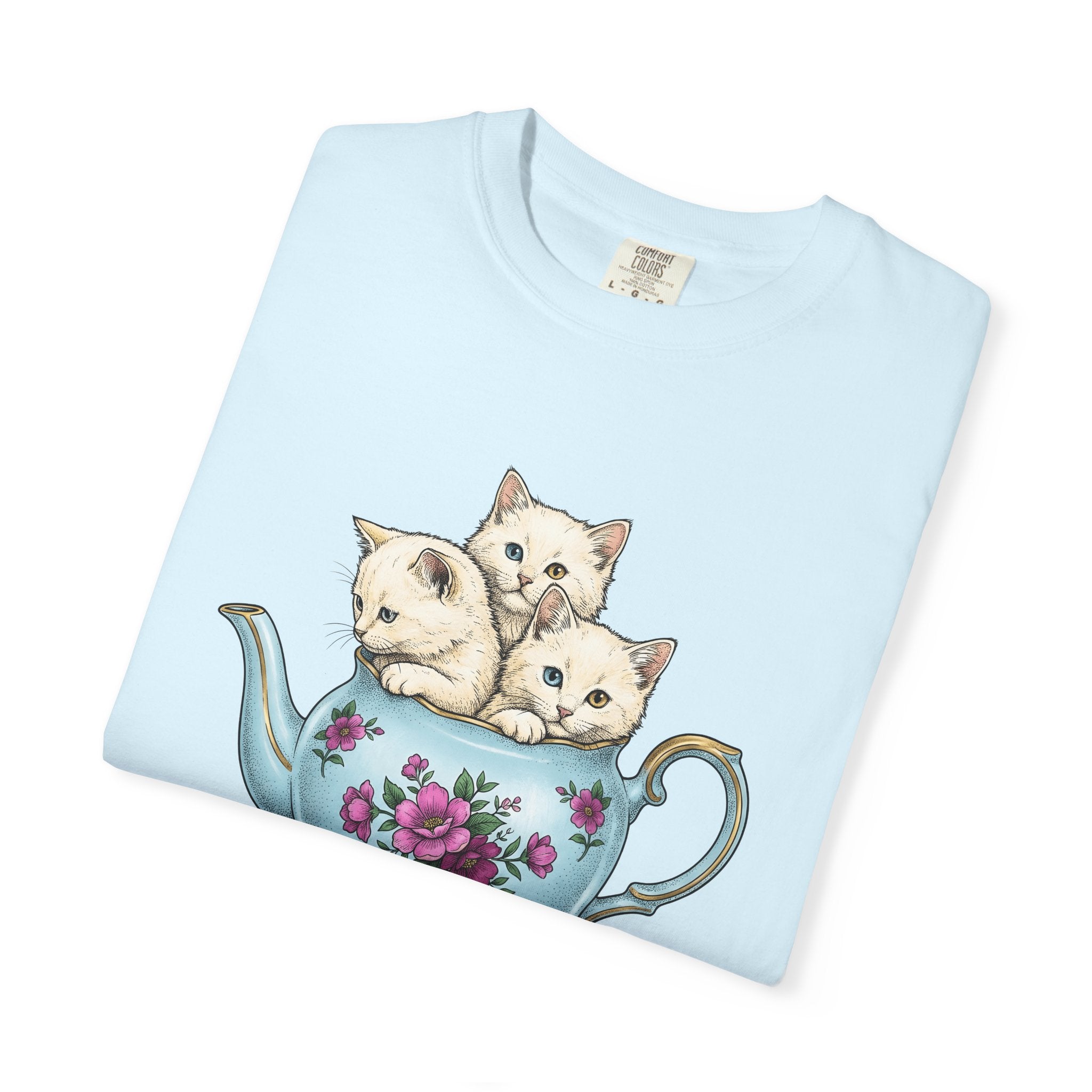 Cat Cup Shirt Cat Beverage Gift Women Retro Tee Mug T-Shirt Cat Fan Coffee Tshirt Drink Graphic Sketch Flower Tshirt