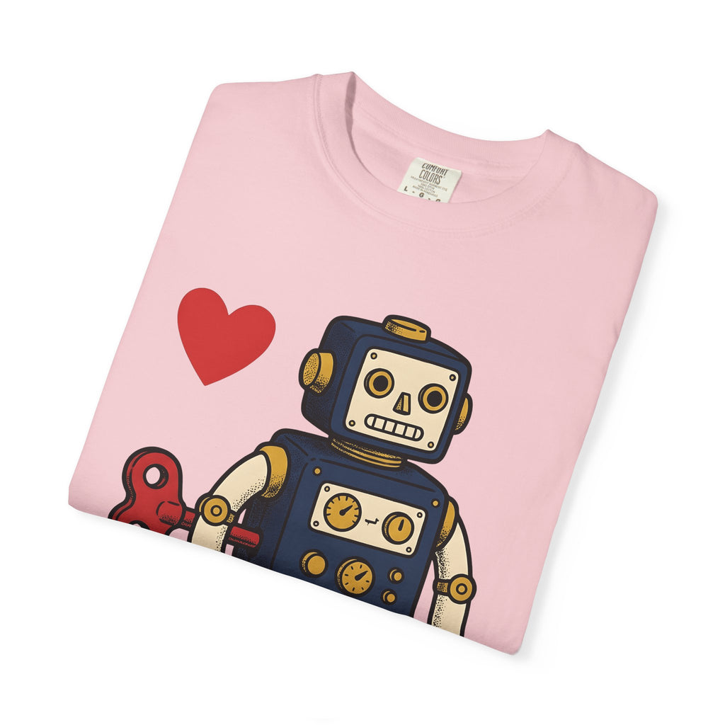 Android Heart Shirt Valentine's Day Old-School Gift Women Animated Tee Robot Heart T-Shirt Valentine Fan Cartoony Tshirt Retro Graphic